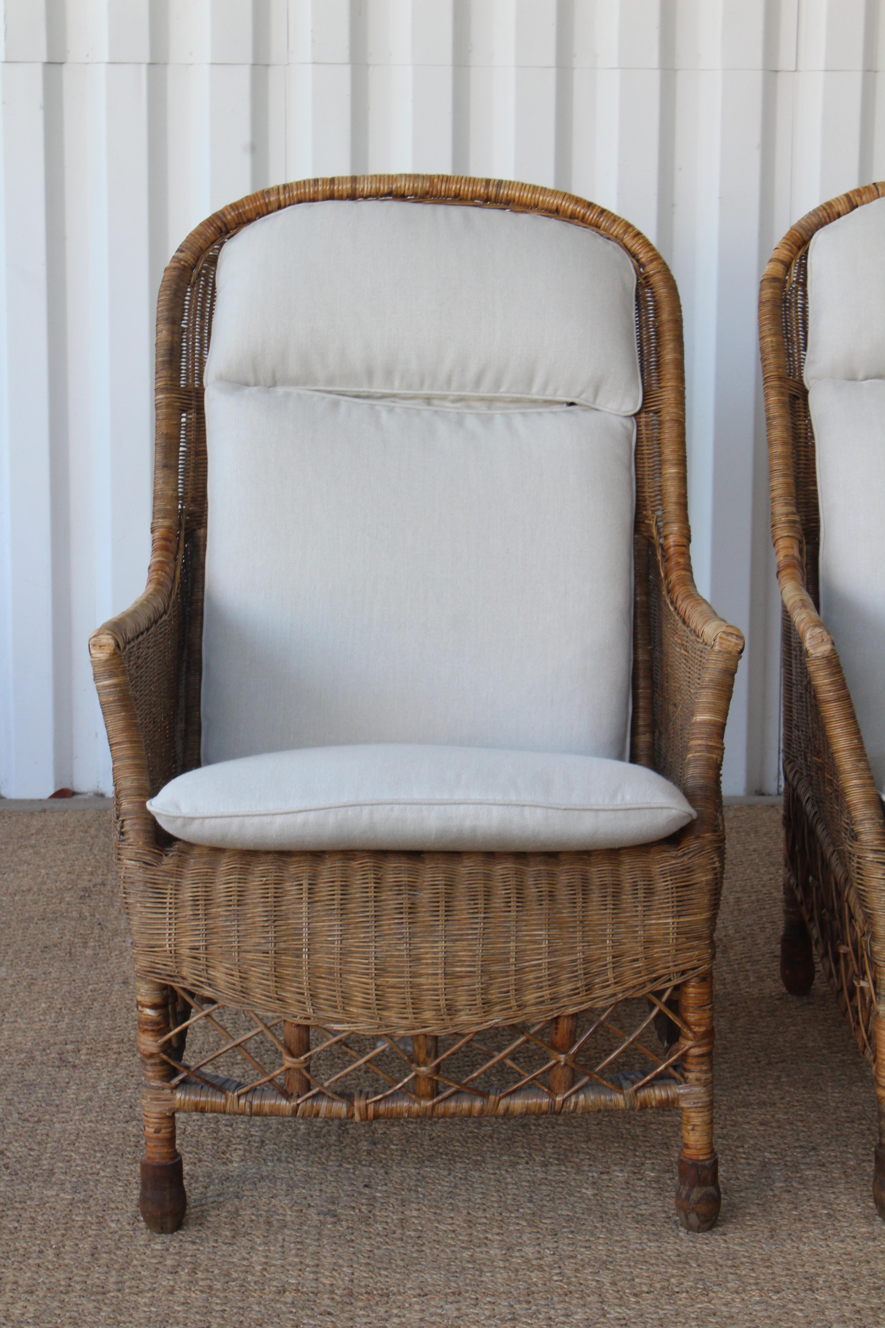 Mid-20th Century Bamboo and Wicker Lounge Chair, Italy, 1960s. One Available. 