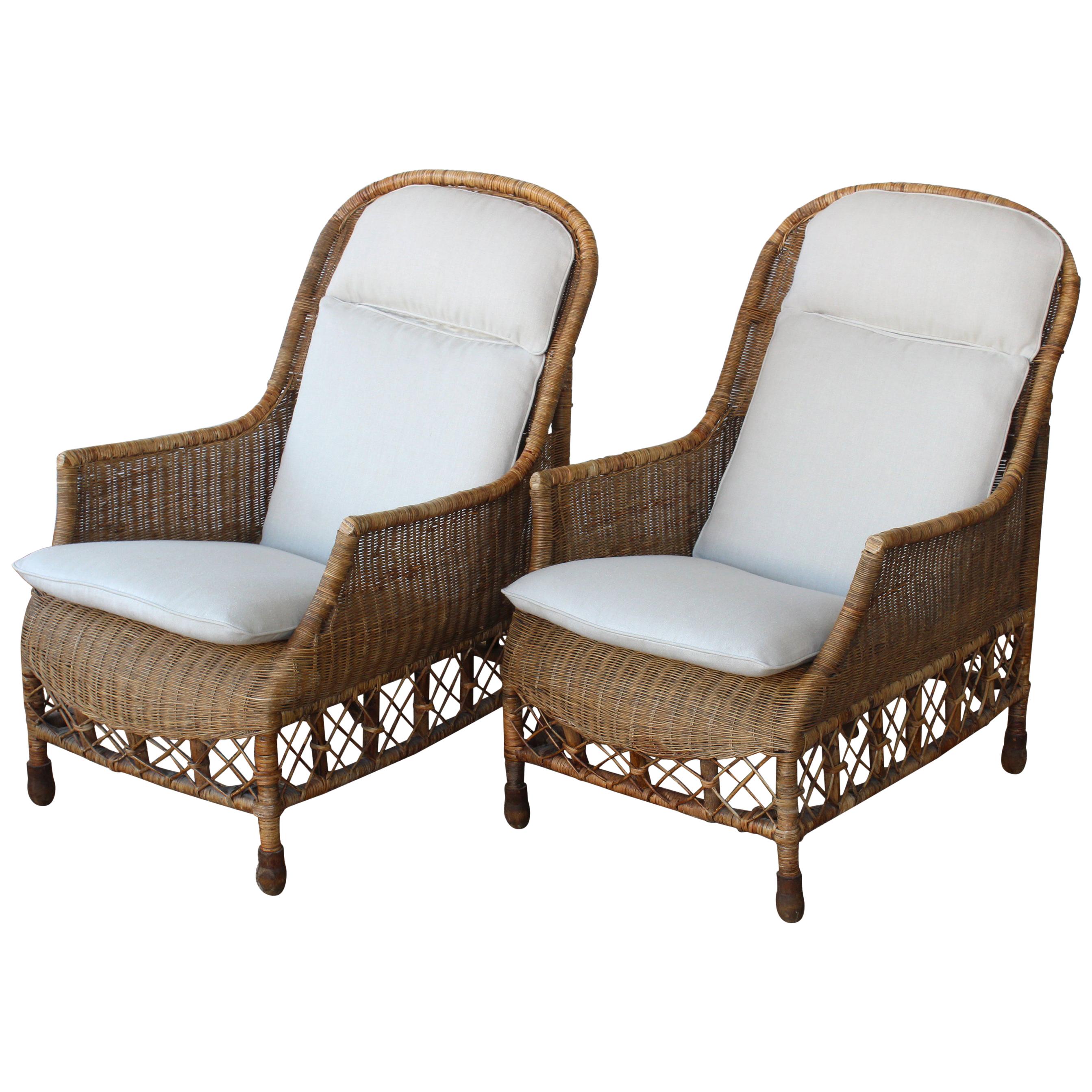 Bamboo and Wicker Lounge Chair, Italy, 1960s. One Available. 
