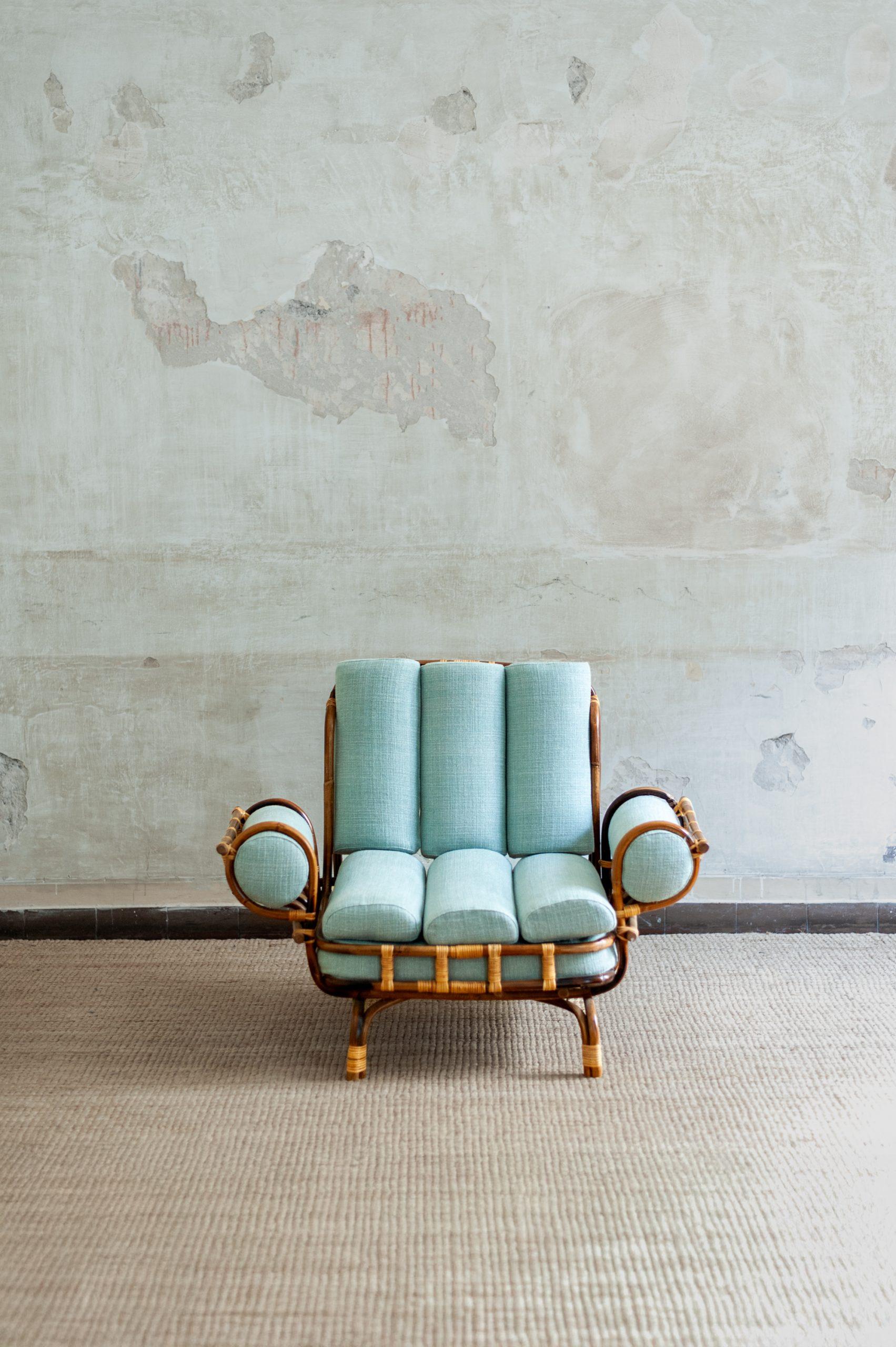 Italian Pair of Bamboo Armchairs – 1960s Style For Sale