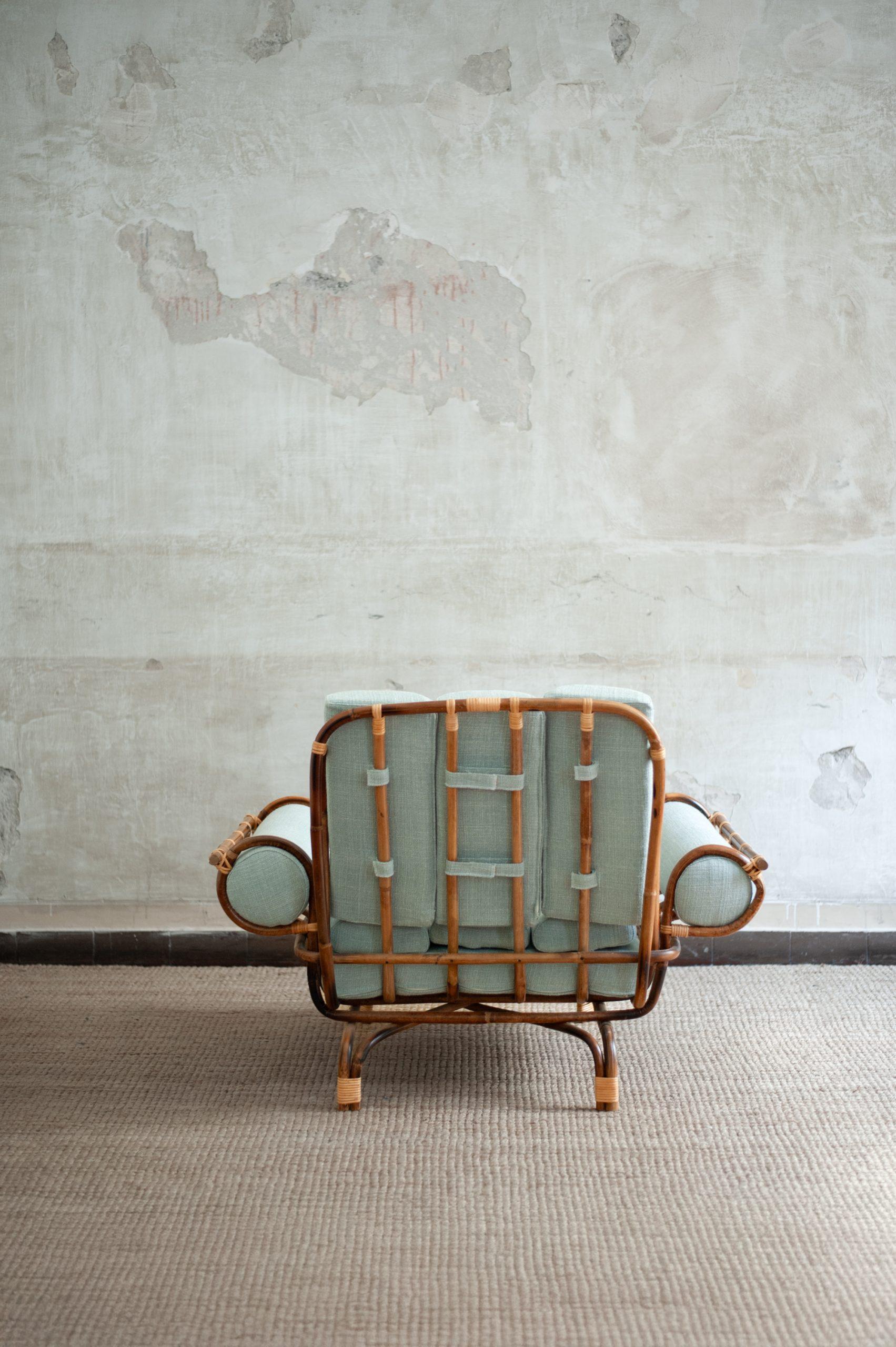 Contemporary Pair of Bamboo Armchairs – 1960s Style For Sale