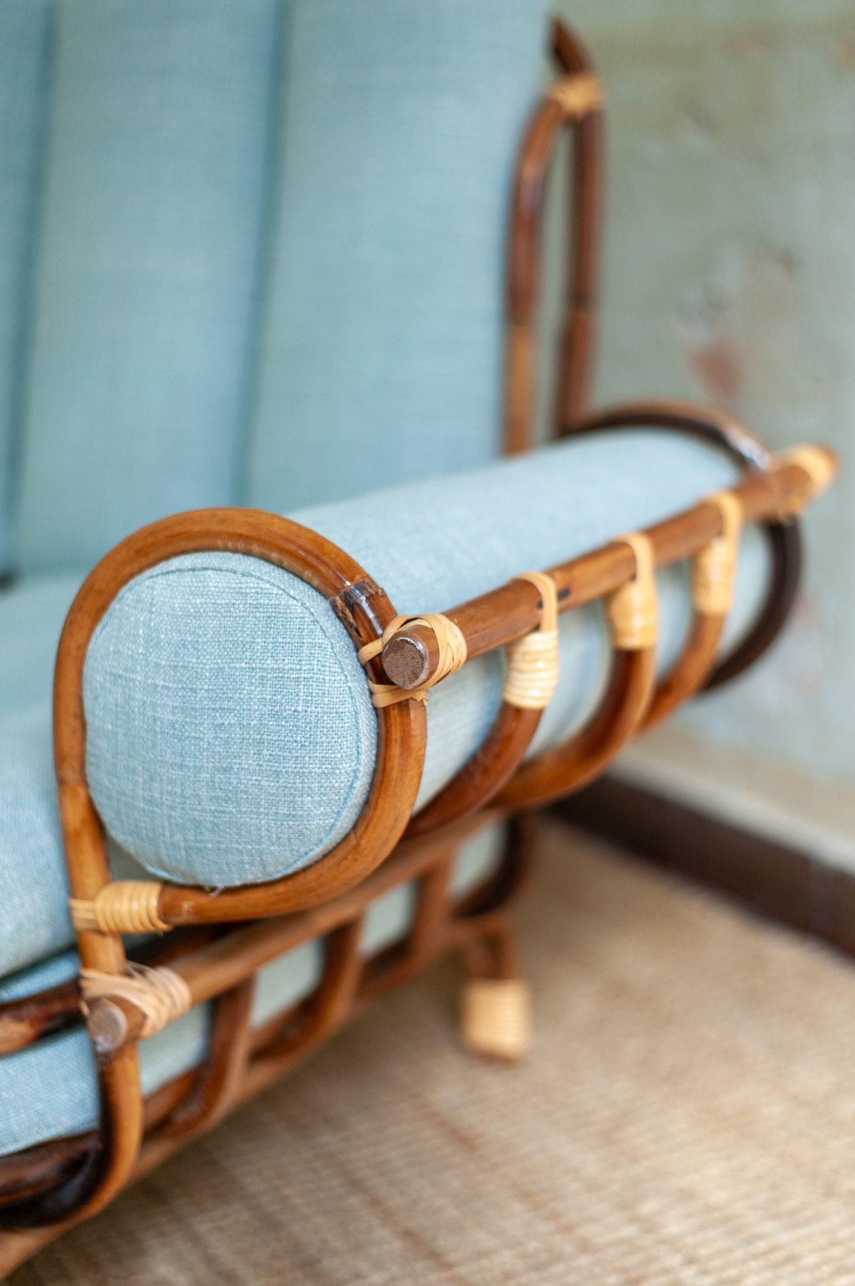 Pair of Bamboo Armchairs – 1960s Style For Sale 3