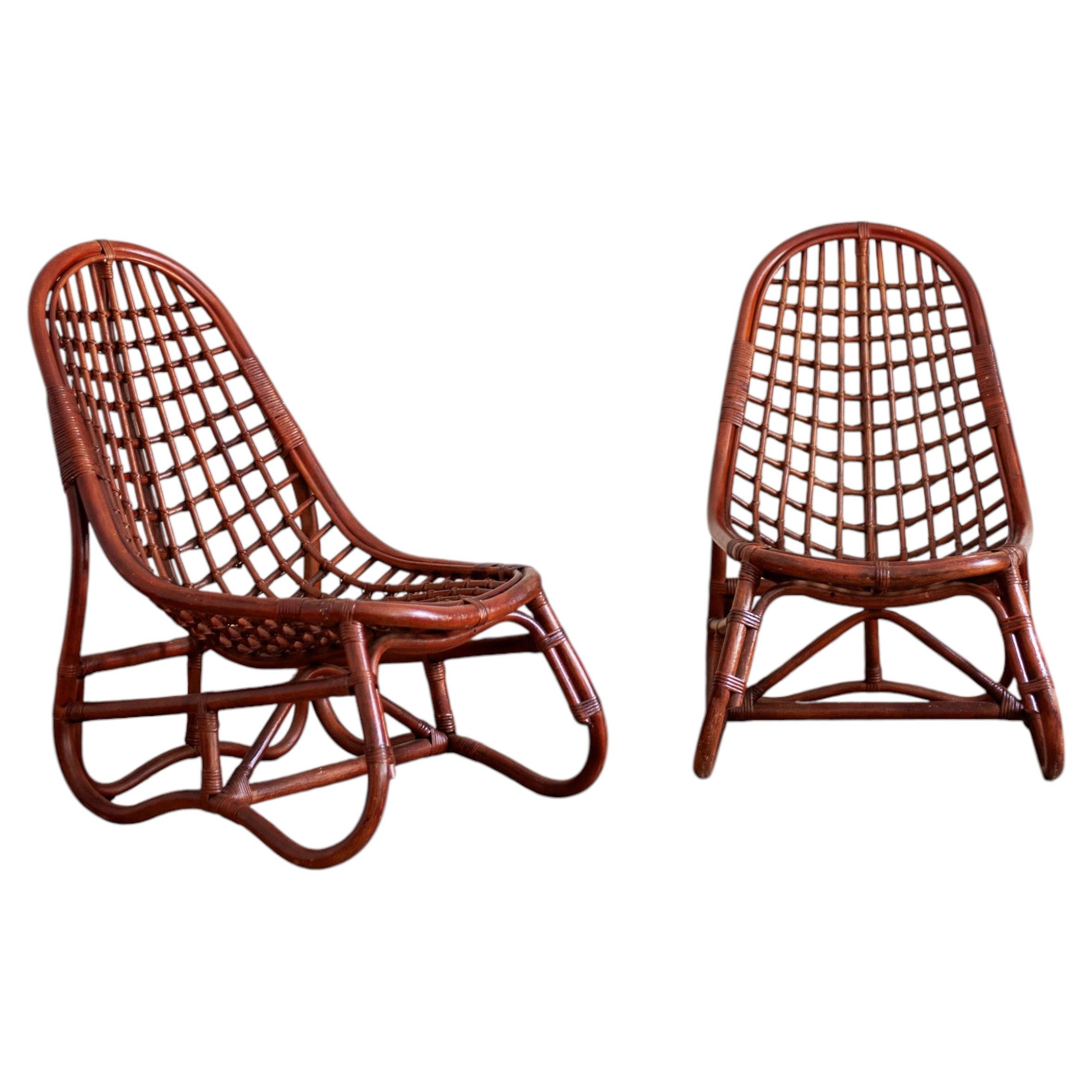 Pair of Bamboo Armchairs – 1980s For Sale