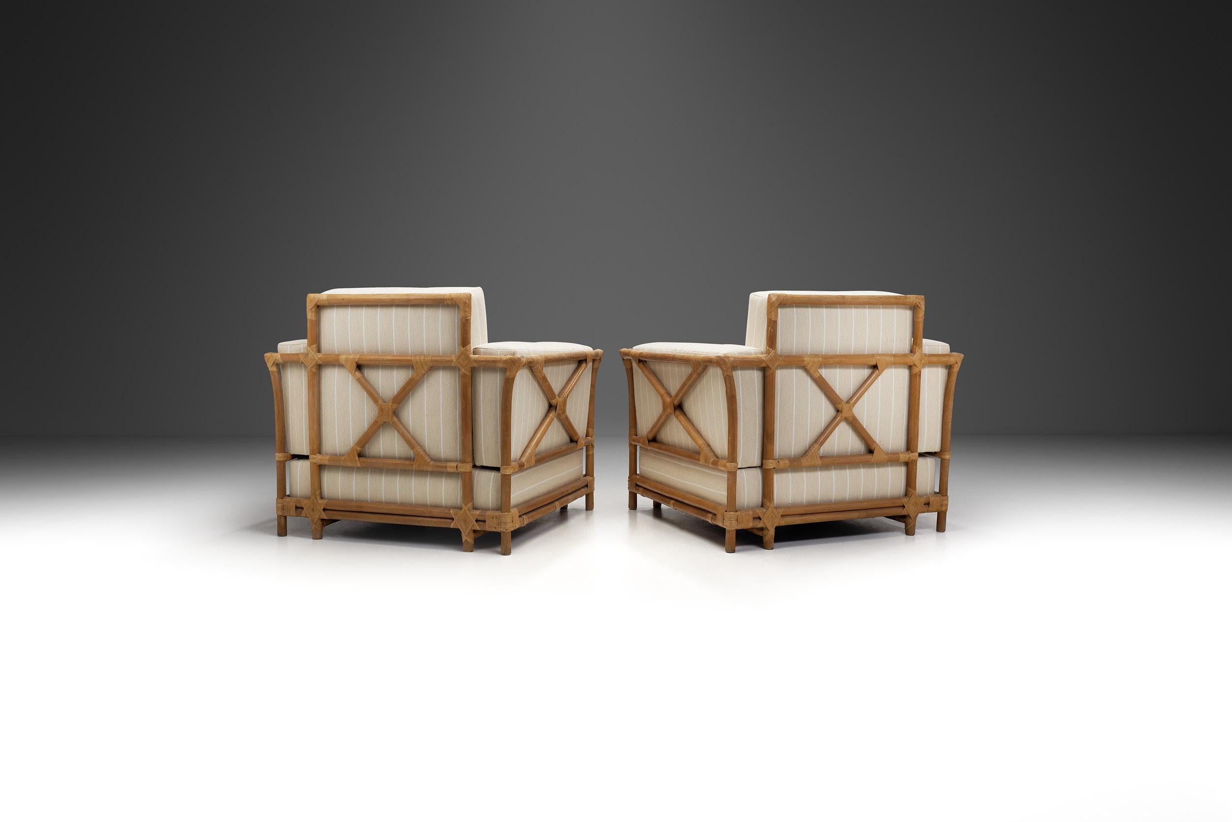Italian Pair of Bamboo Armchairs by Gasparucci Italo, Italy ca 1970s For Sale