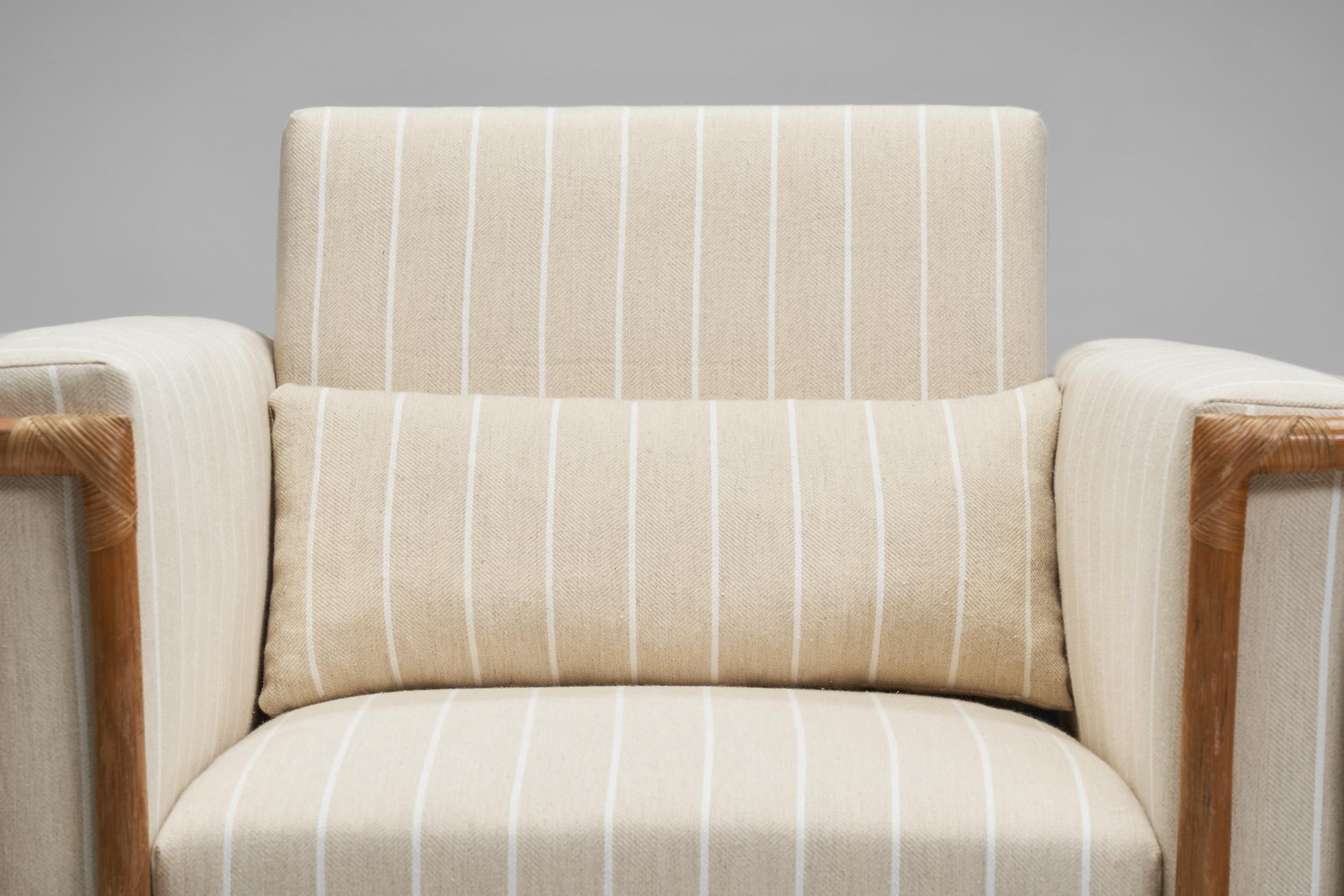 Fabric Pair of Bamboo Armchairs by Gasparucci Italo, Italy ca 1970s For Sale
