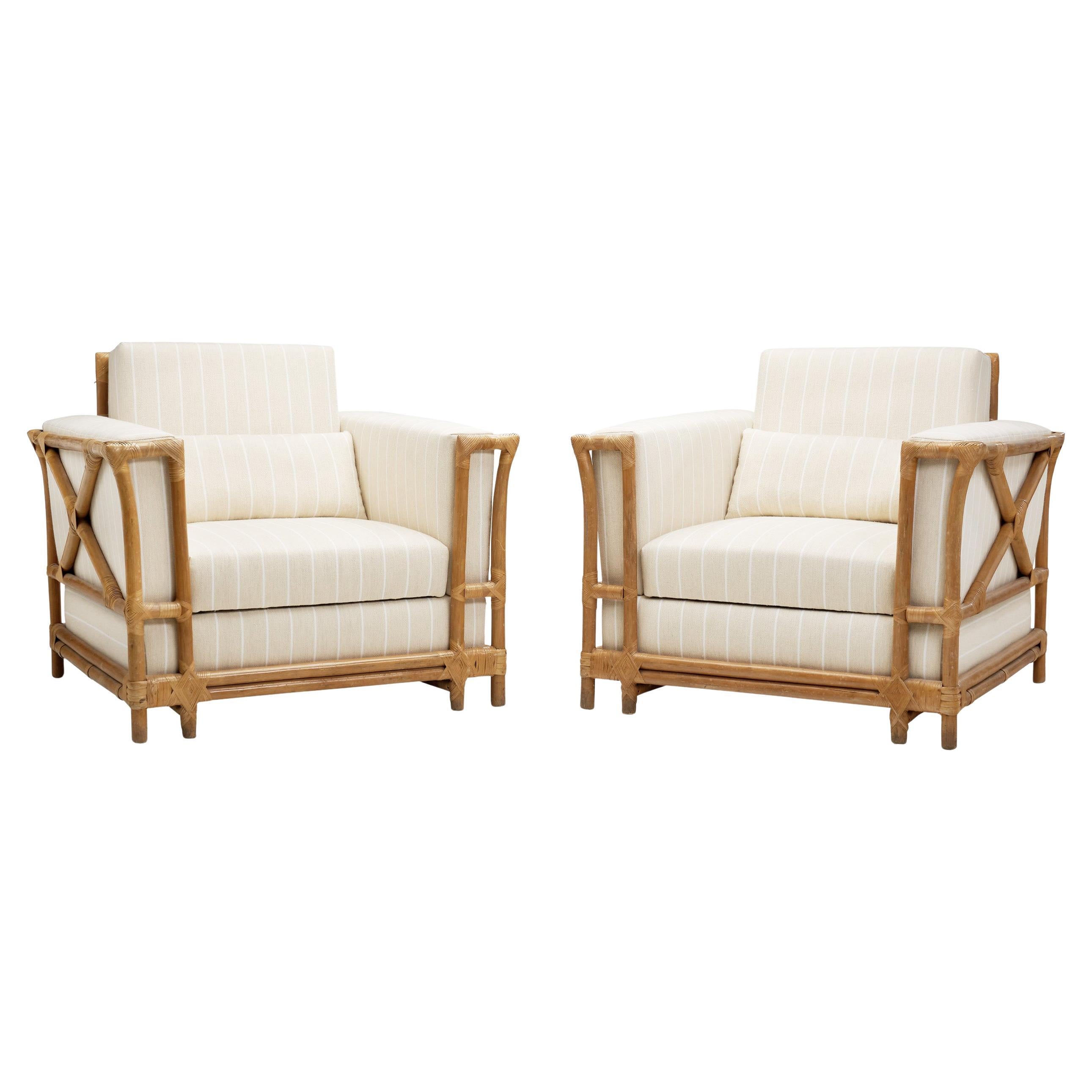 Pair of Bamboo Armchairs by Gasparucci Italo, Italy ca 1970s