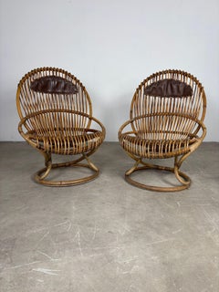 Pair of Bamboo Armchairs by Tito Agnoli – “Tre Cerchi” Model - 1960s