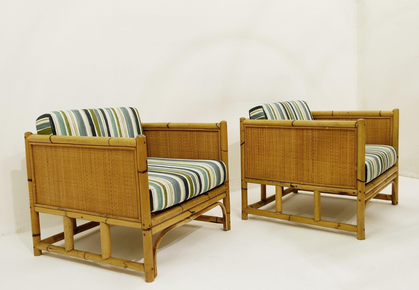 Pair of bamboo armchairs.