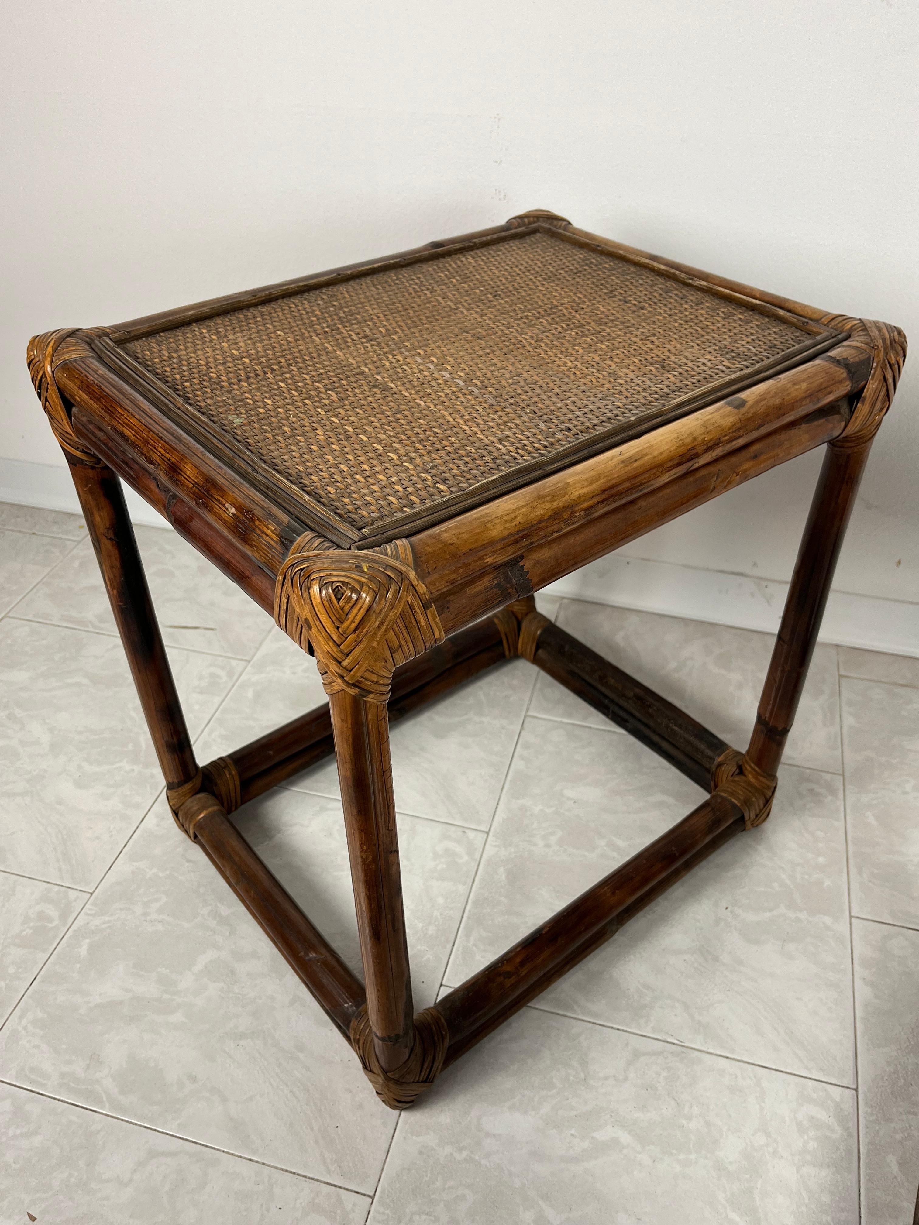 Pair of Bamboo Bedside Tables, Italy, 1960s In Good Condition For Sale In Palermo, IT