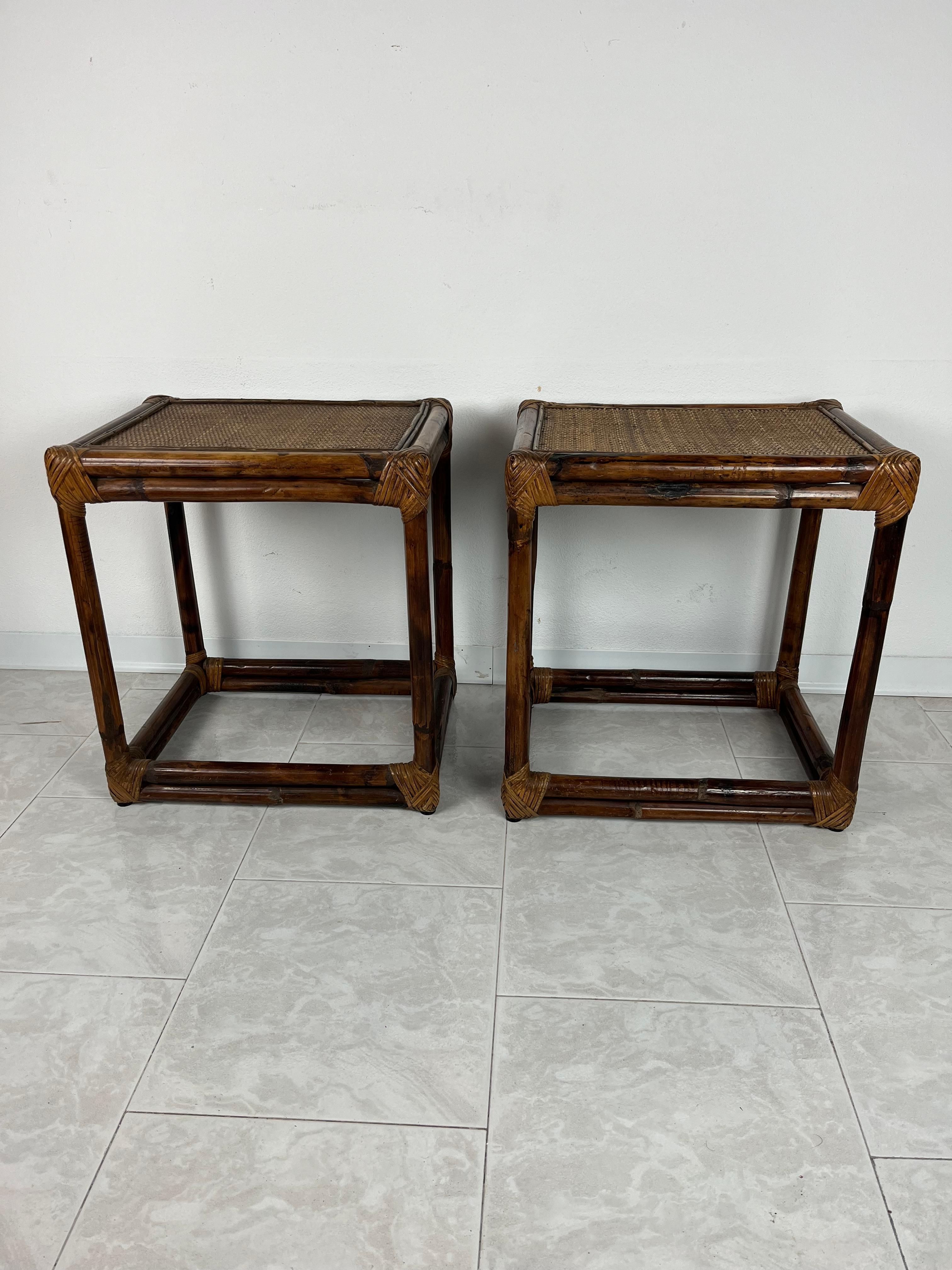Pair of Bamboo Bedside Tables, Italy, 1960s For Sale 3