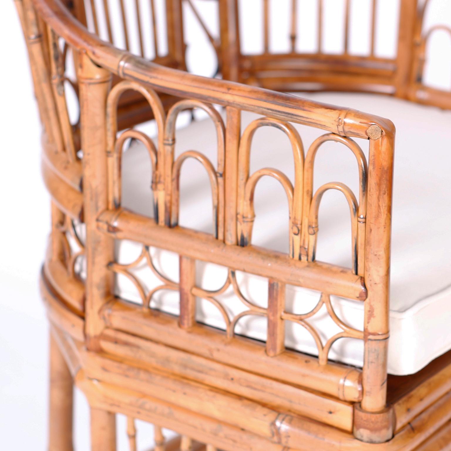 Pair of Bamboo Brighton Pavilion Chairs In Good Condition In Palm Beach, FL