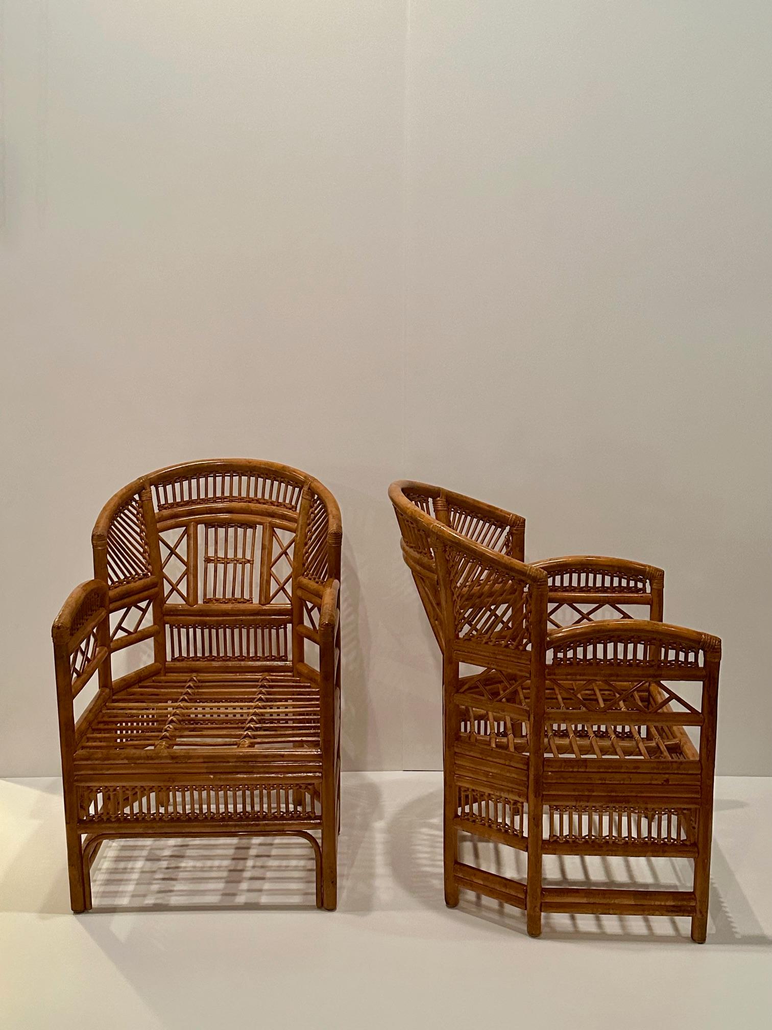 Philippine Pair of Bamboo Brighton Pavilion Style Armchairs For Sale