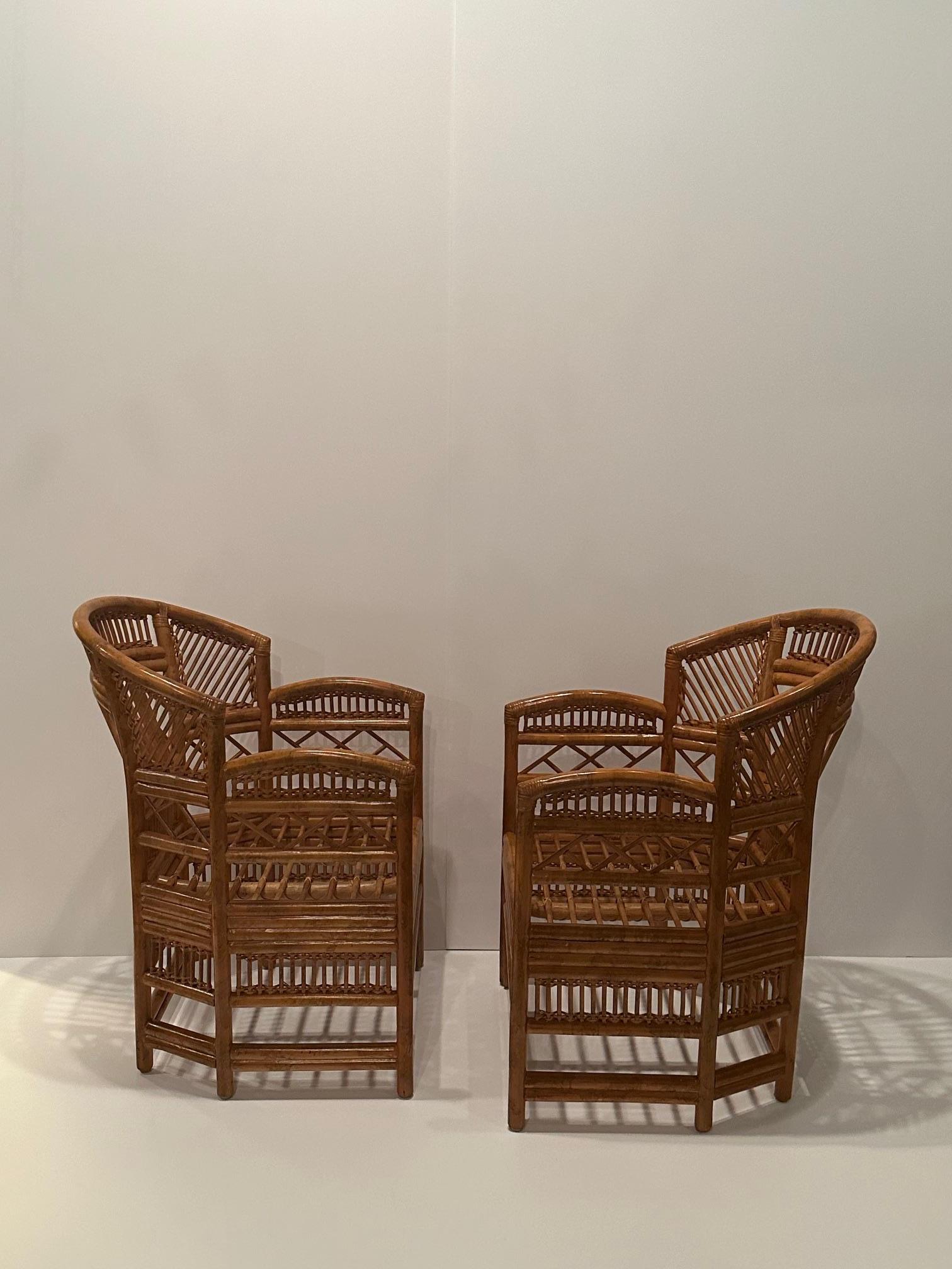 Fin du 20e siècle Paire de fauteuils en bambou de style Brighton Pavilion en vente