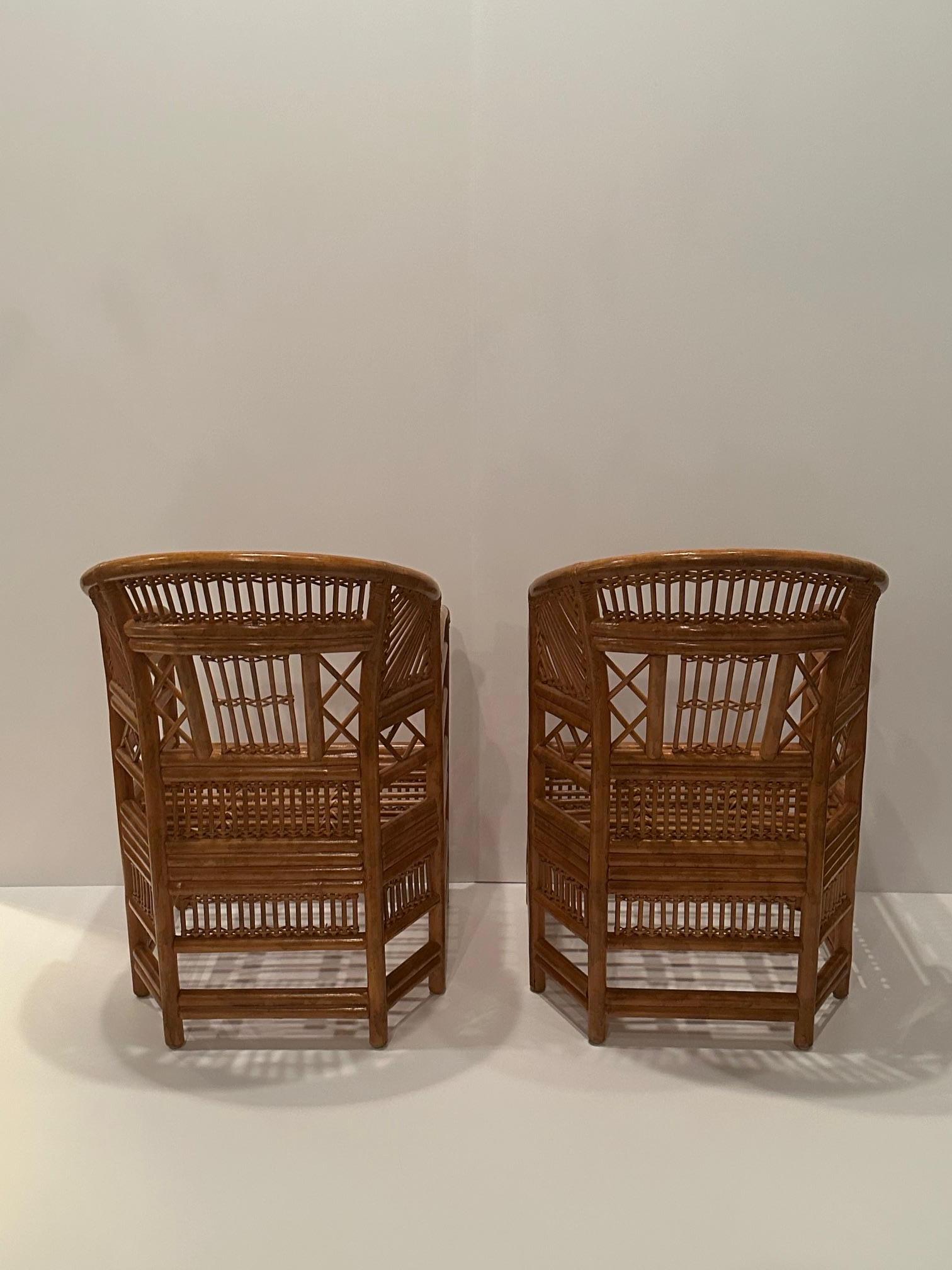 Tissu d'ameublement Paire de fauteuils en bambou de style Brighton Pavilion en vente