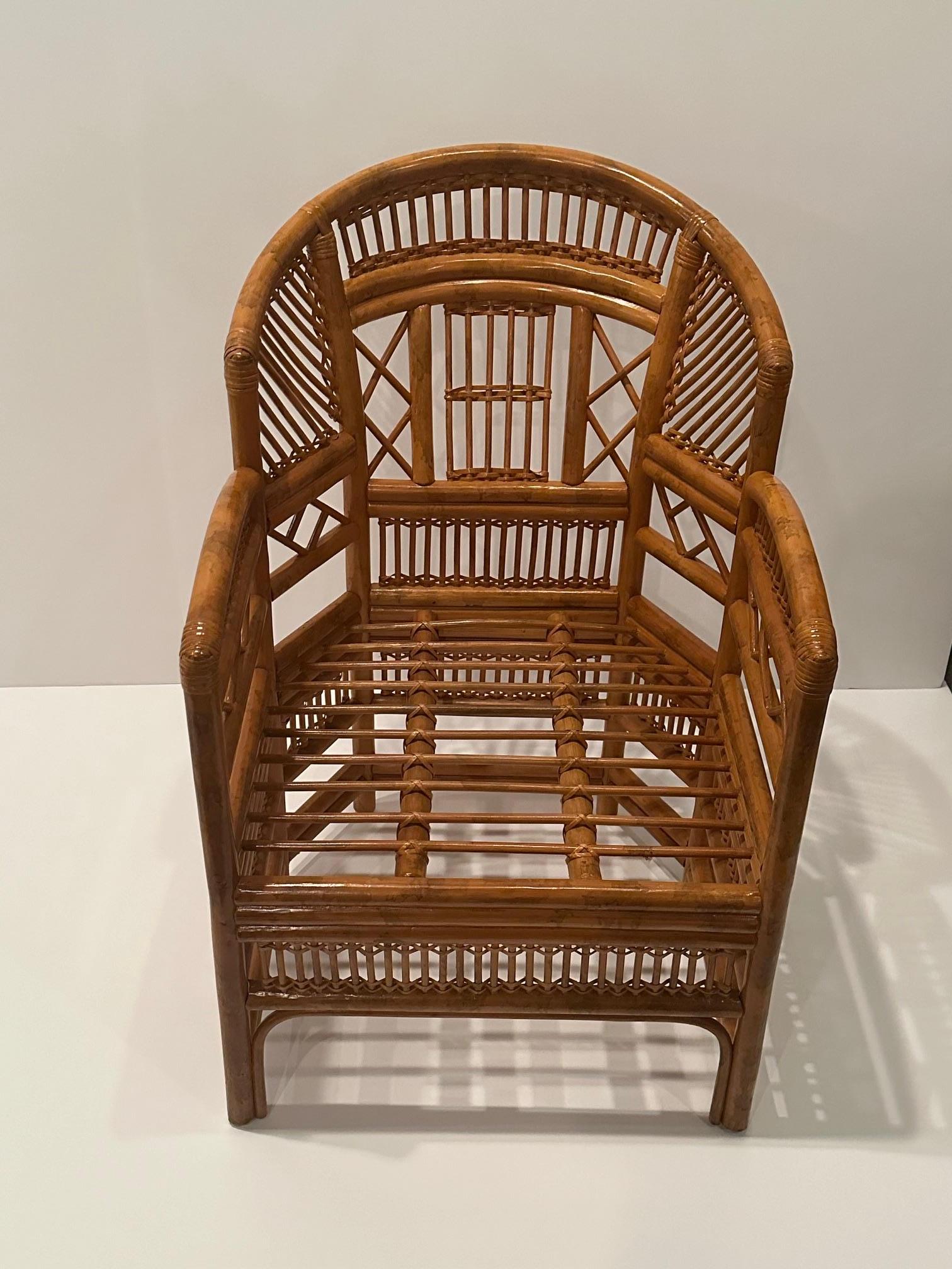 Pair of Bamboo Brighton Pavilion Style Armchairs For Sale 1
