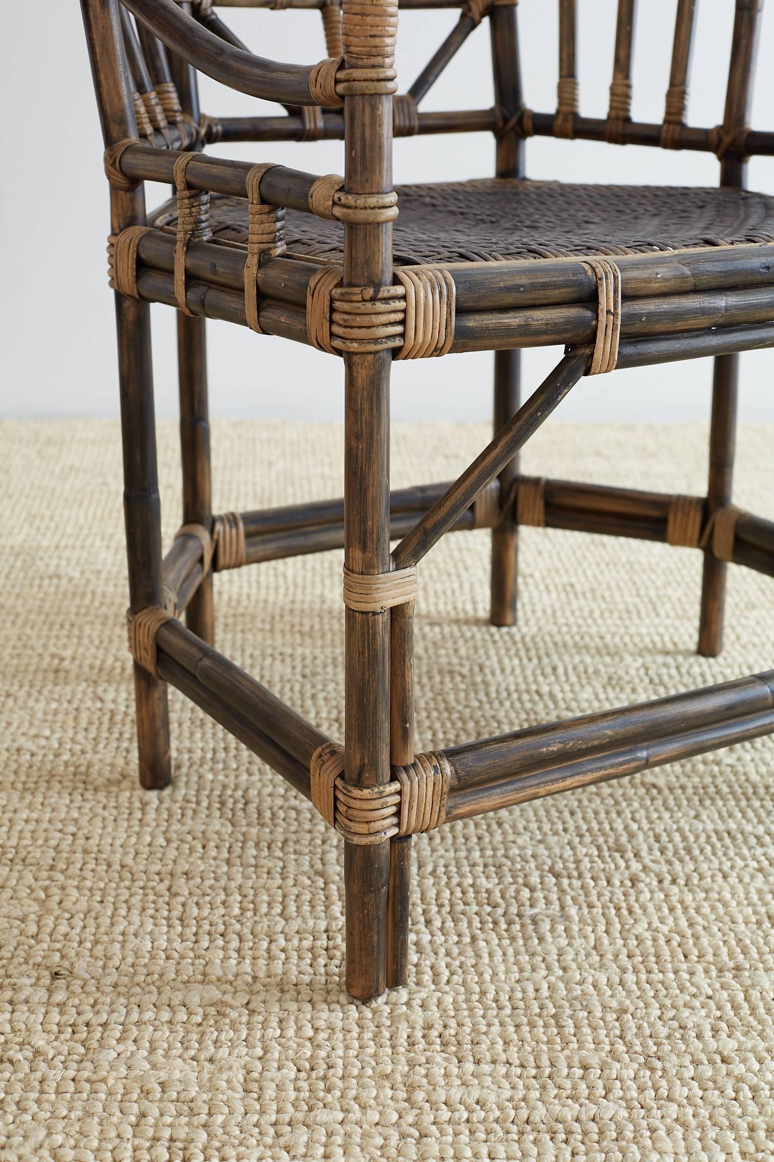 Pair of Bamboo Brighton Pavilion Style Barrel Chairs 2