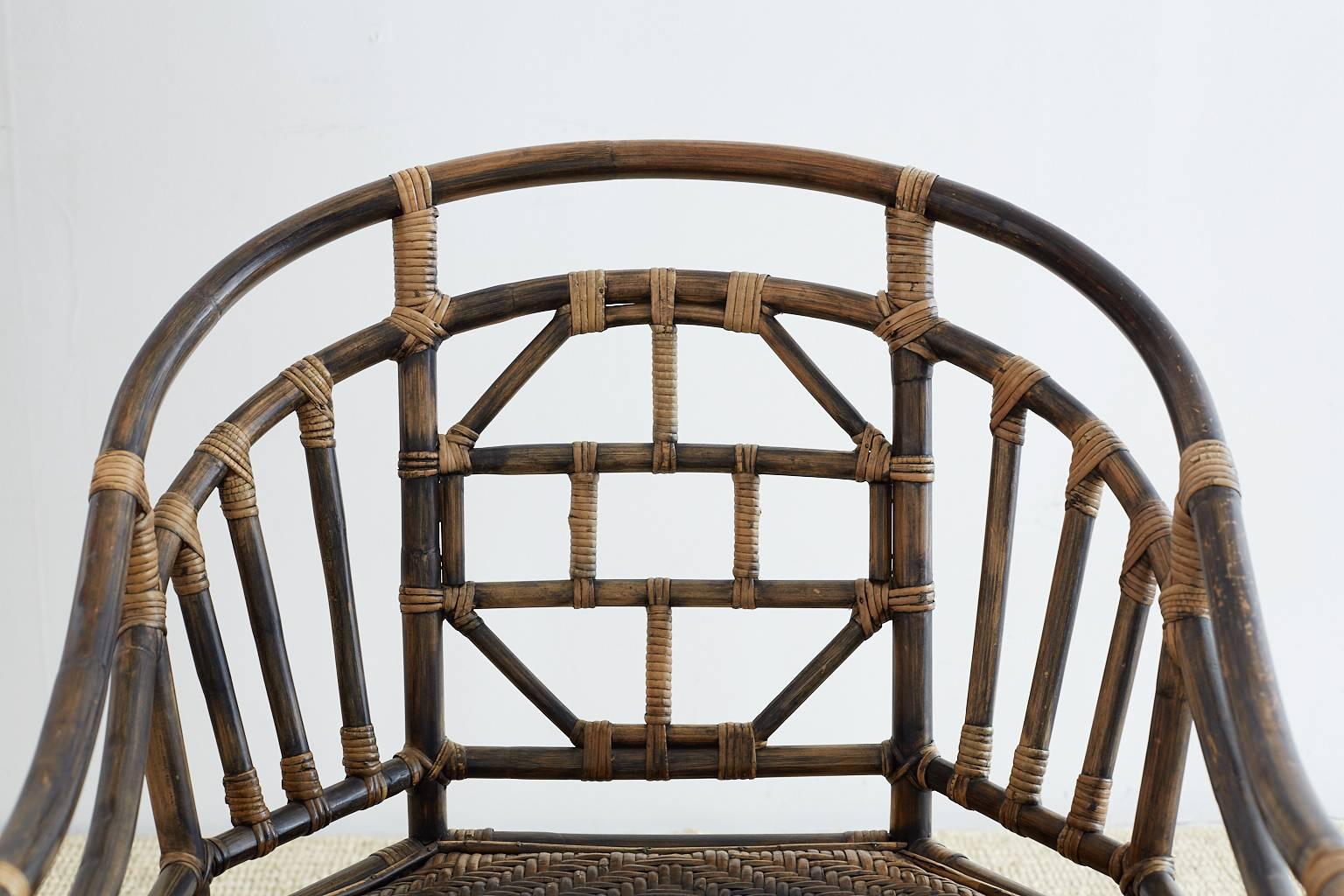 Pair of Bamboo Brighton Pavilion Style Barrel Chairs 4