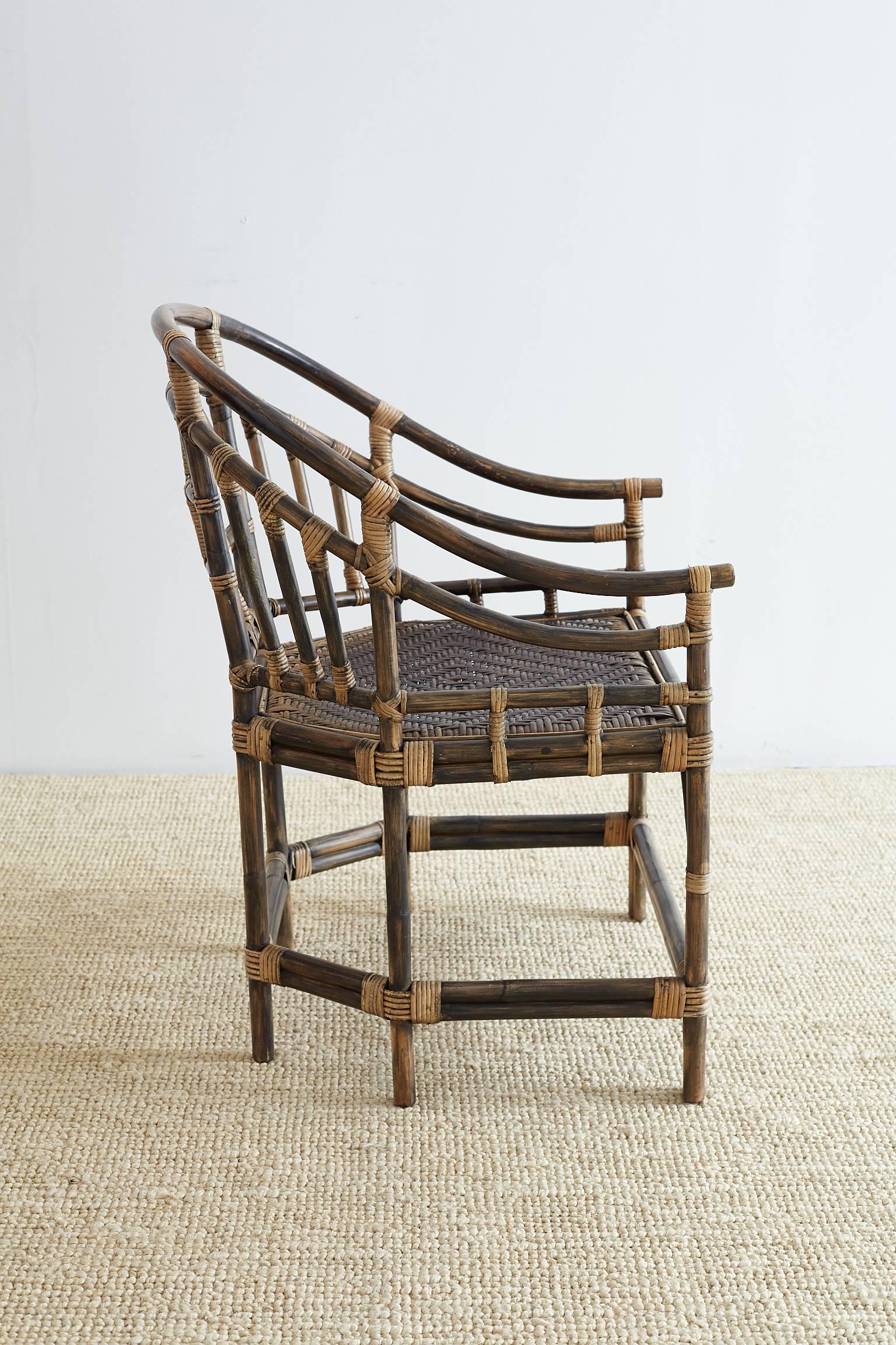 Pair of Bamboo Brighton Pavilion Style Barrel Chairs 6