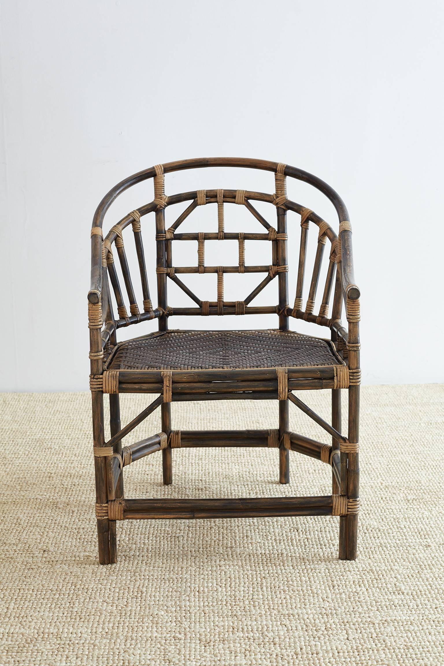 Pair of Bamboo Brighton Pavilion Style Barrel Chairs 8