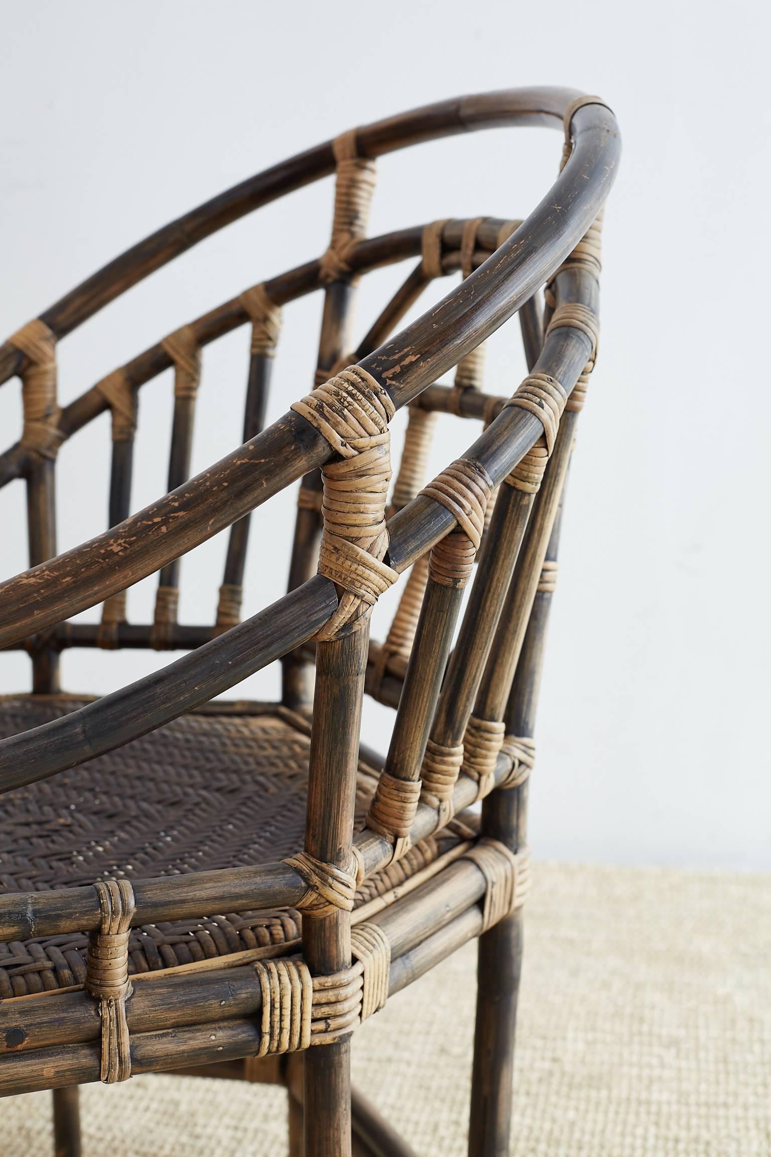 Pair of Bamboo Brighton Pavilion Style Barrel Chairs 9