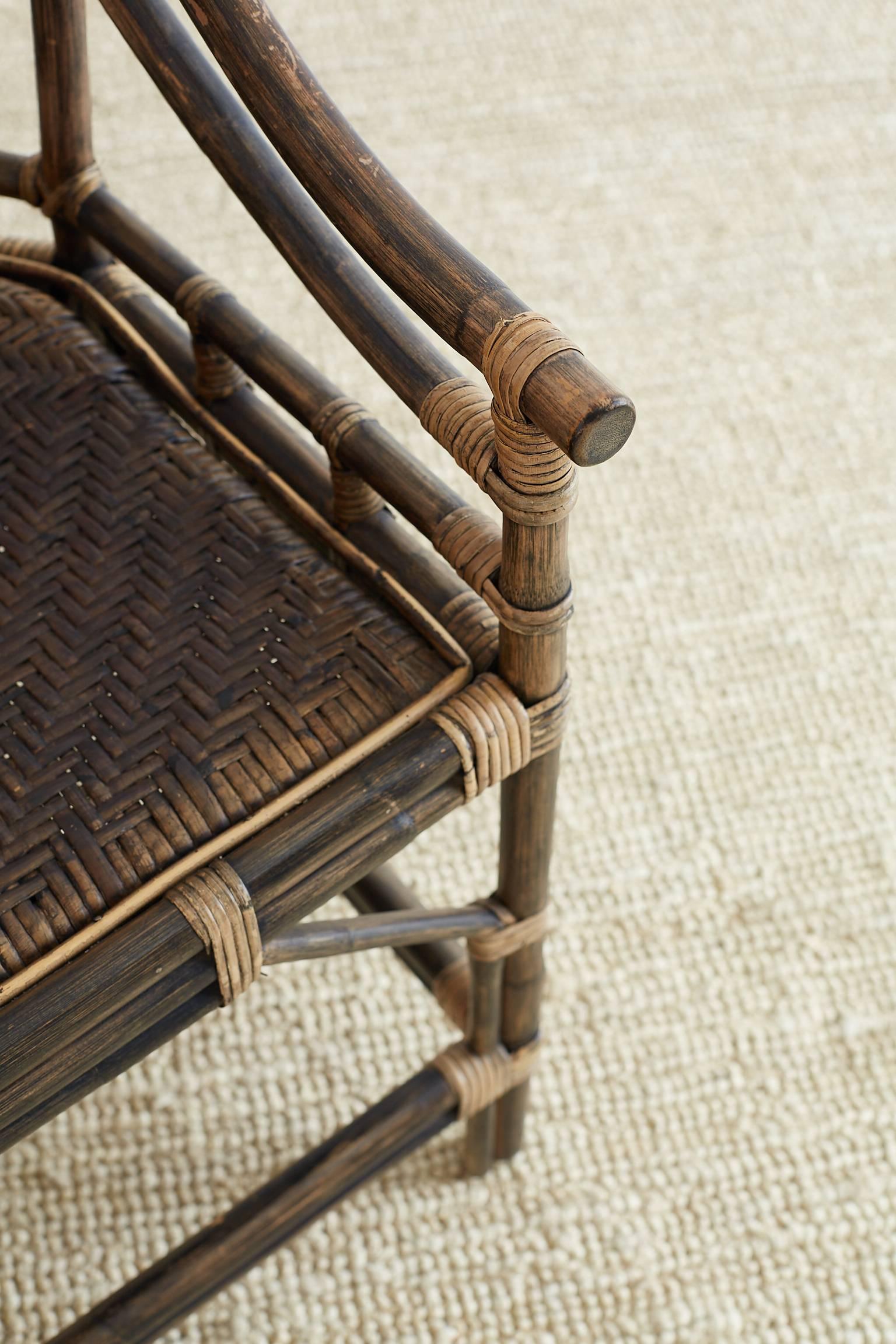 American Pair of Bamboo Brighton Pavilion Style Barrel Chairs