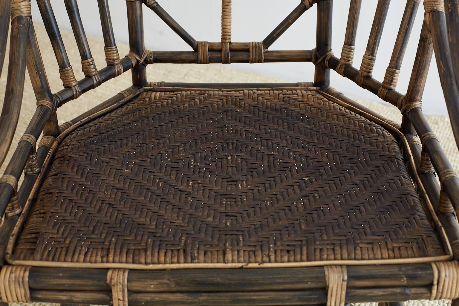 20th Century Pair of Bamboo Brighton Pavilion Style Barrel Chairs
