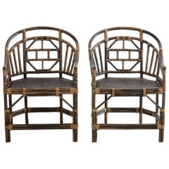 Pair of Bamboo Brighton Pavilion Style Barrel Chairs