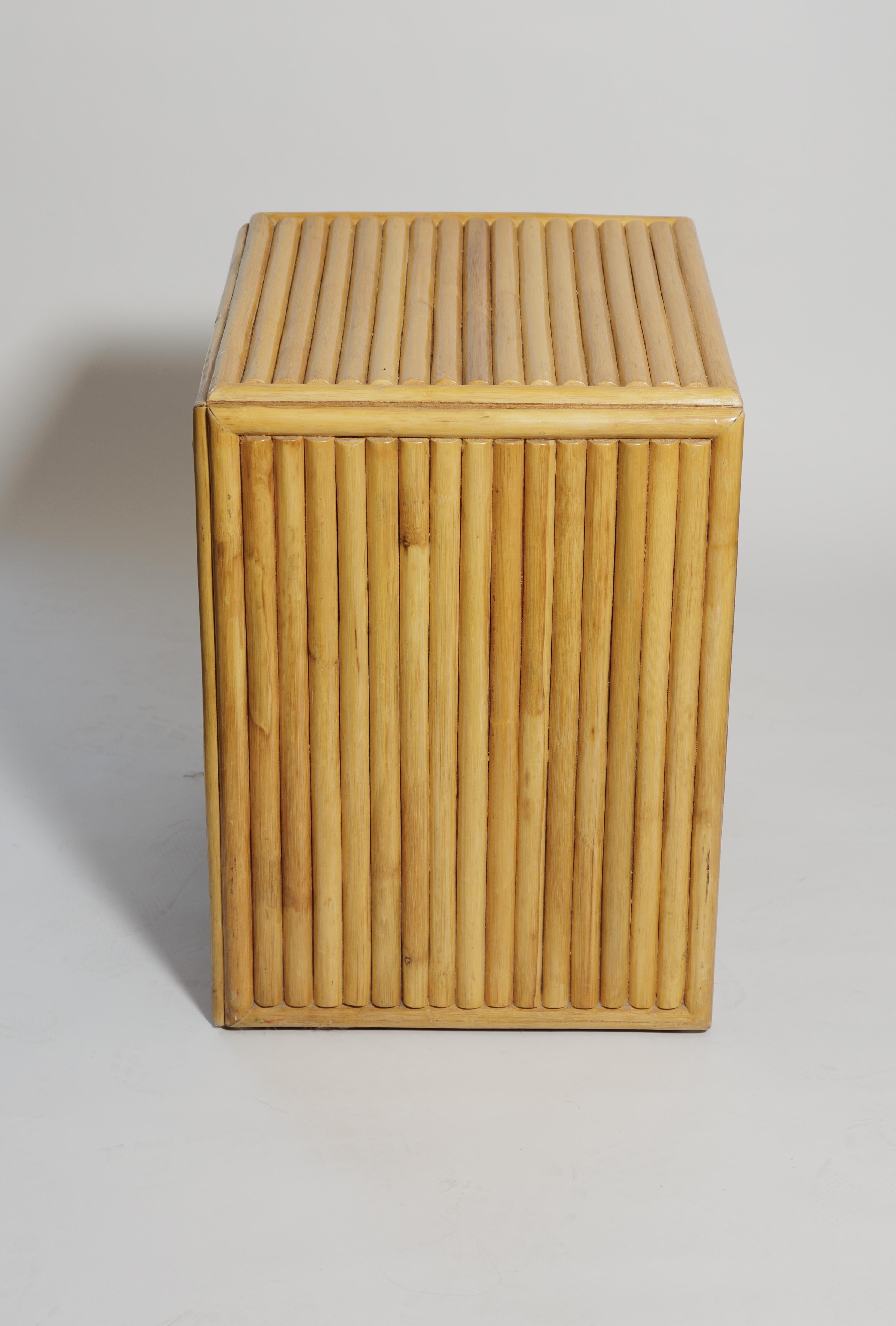 Pair of Bamboo Cabinets with Drawer and Doors In Good Condition For Sale In Bridgehampton, NY