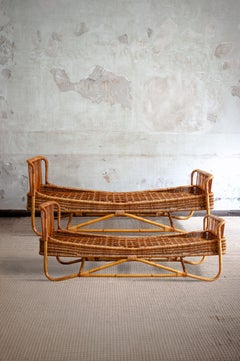Pair of bamboo dog daybed - 1960s
