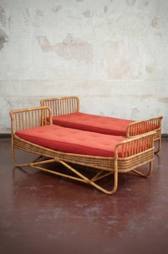 Pair of bamboo dog daybed - 1960s