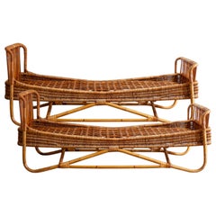 Pair of bamboo dog daybed - 1960s