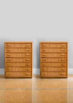 Pair of bamboo chests of drawers, 1980 (set of 2)