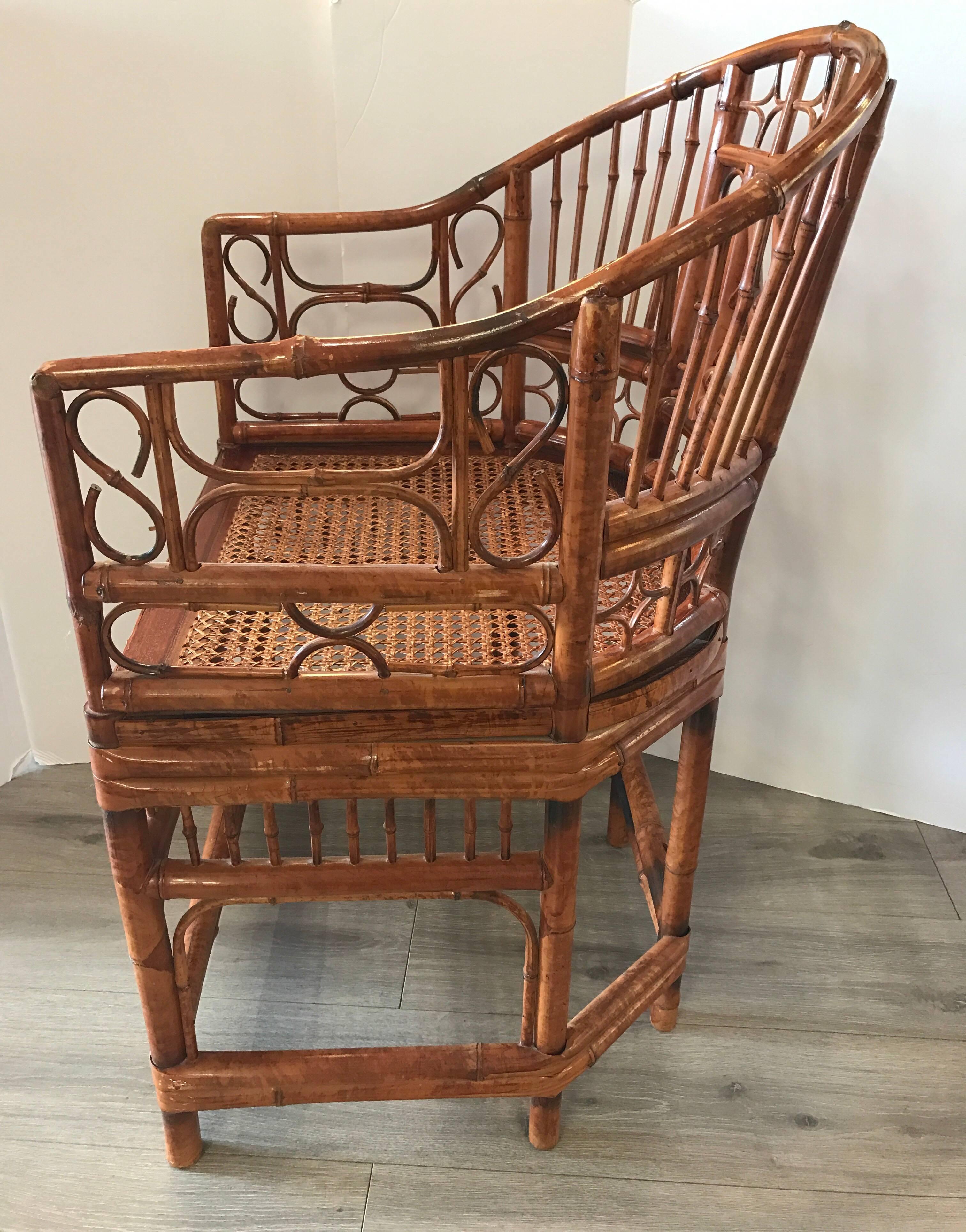 Pair of Bamboo Chippendale Chairs In Excellent Condition In West Hartford, CT
