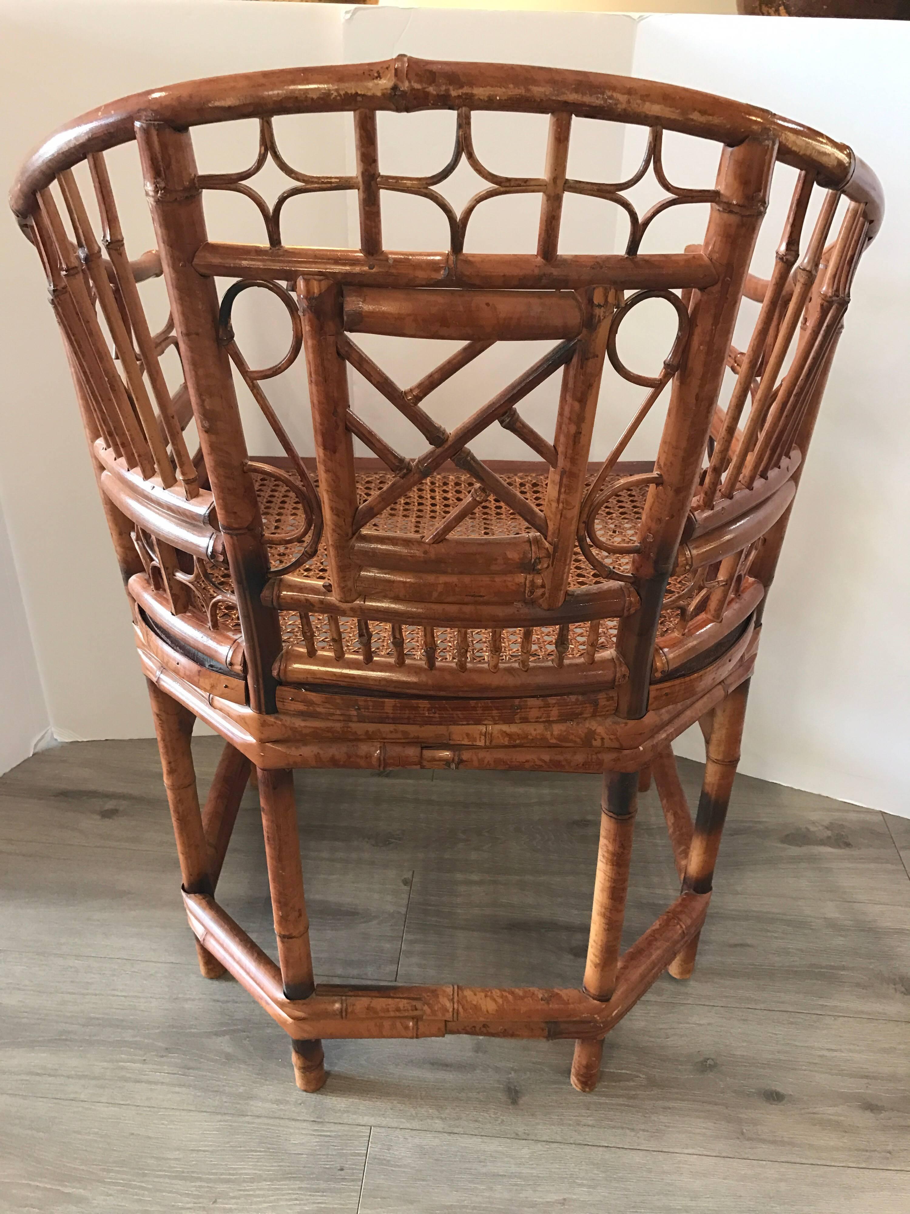 Late 20th Century Pair of Bamboo Chippendale Chairs