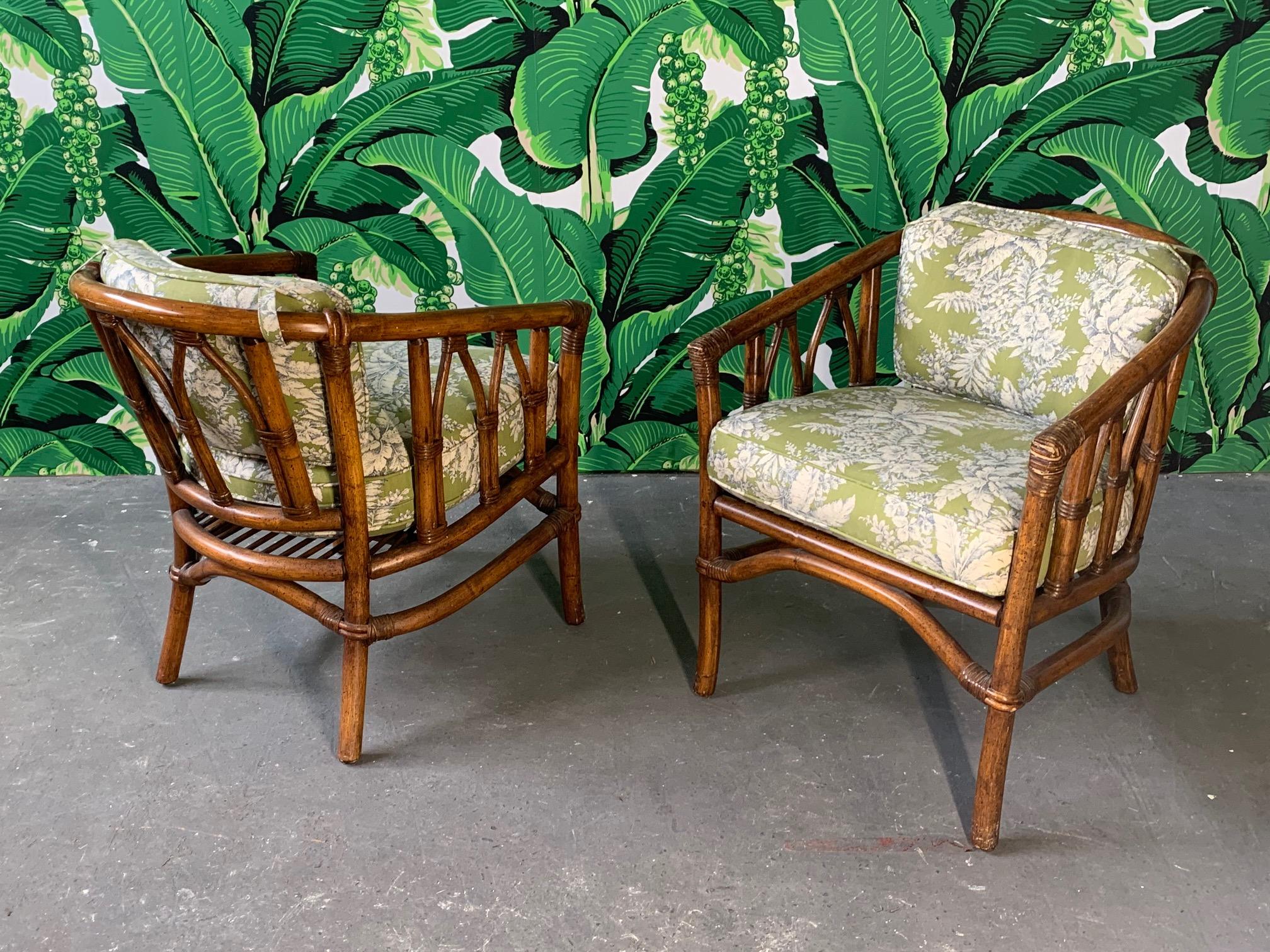 Pair of Bamboo Club Chairs in the Style of McGuire 6