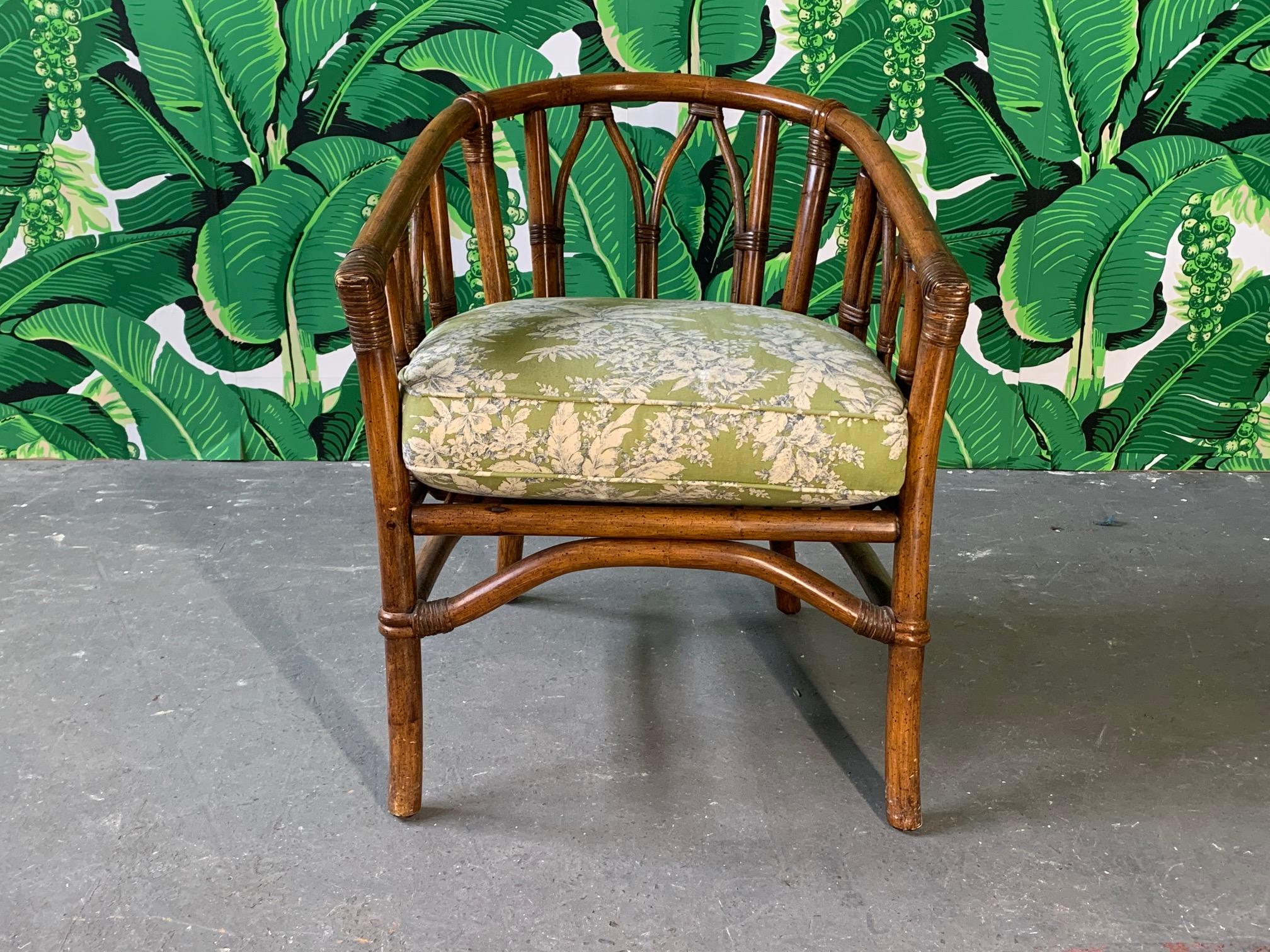 Hollywood Regency Pair of Bamboo Club Chairs in the Style of McGuire
