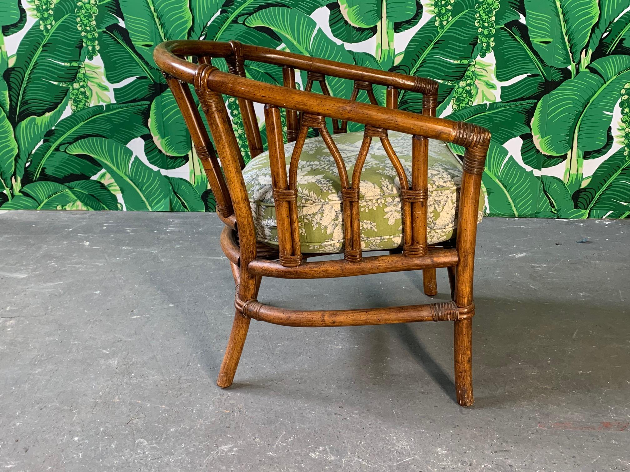 Late 20th Century Pair of Bamboo Club Chairs in the Style of McGuire