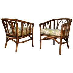 Pair of Bamboo Club Chairs in the Style of McGuire