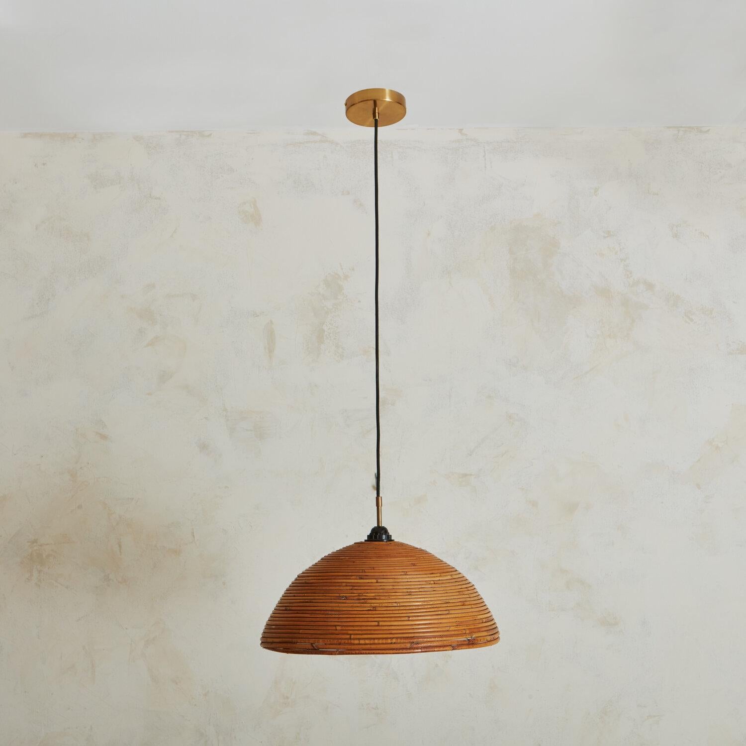Pair of Bamboo Dome Pendant Lights 3