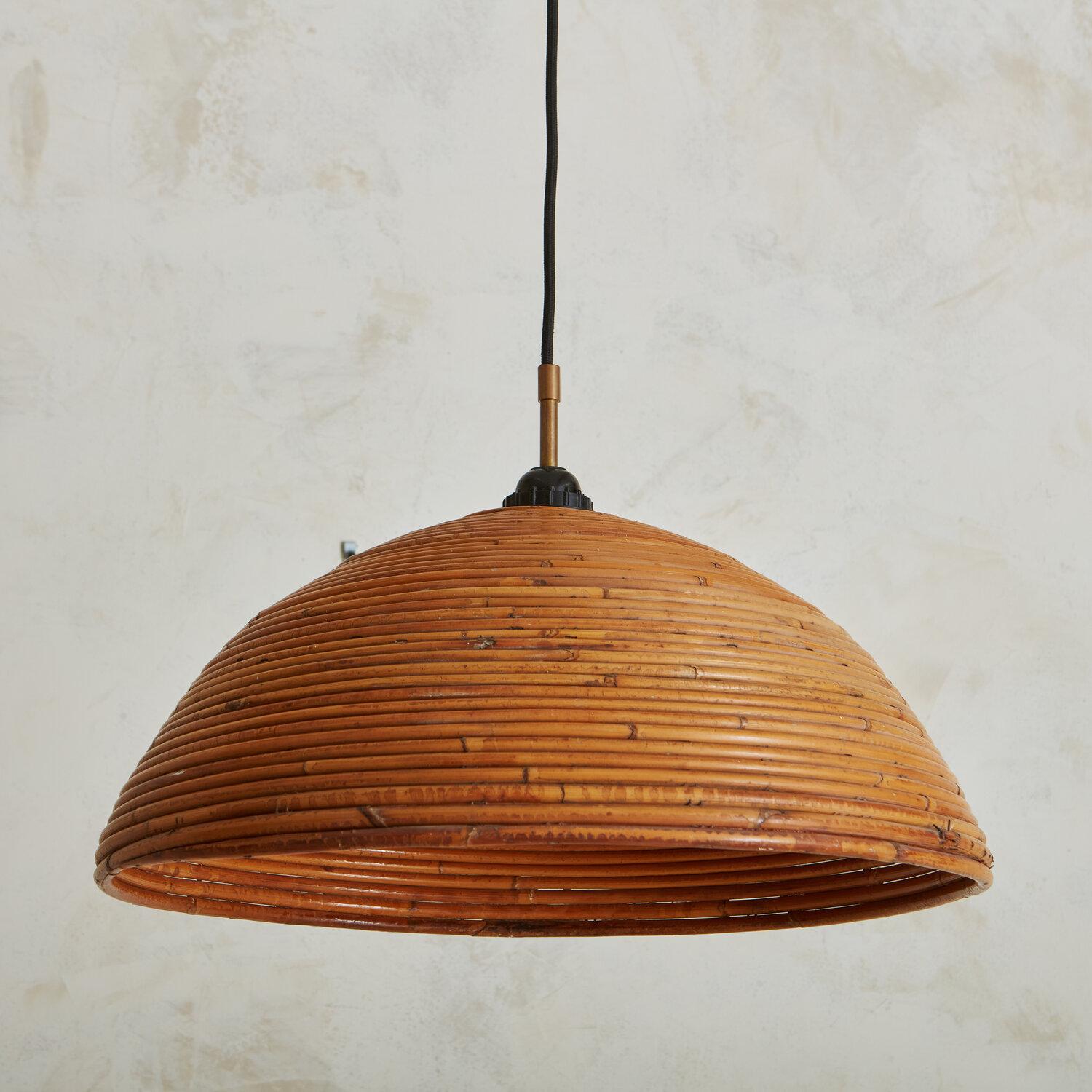 Pair of Bamboo Dome Pendant Lights 4