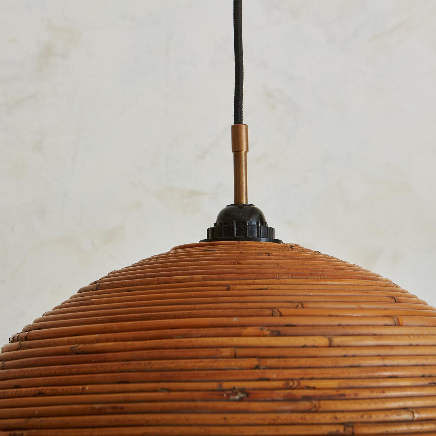 Pair of Bamboo Dome Pendant Lights 5