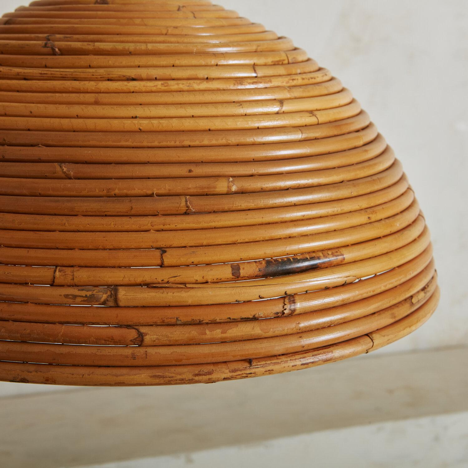 20th Century Pair of Bamboo Dome Pendant Lights
