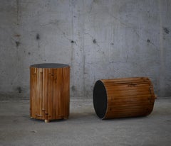 Tavolino/sgabello con tamburo in bambù