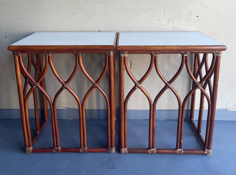 Pair of Bamboo End Tables by McGuire In Good Condition For Sale In San Diego, CA