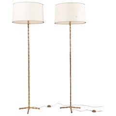 Pair of Bamboo Floor Lamps by Maison Baguès, France, 1960s
