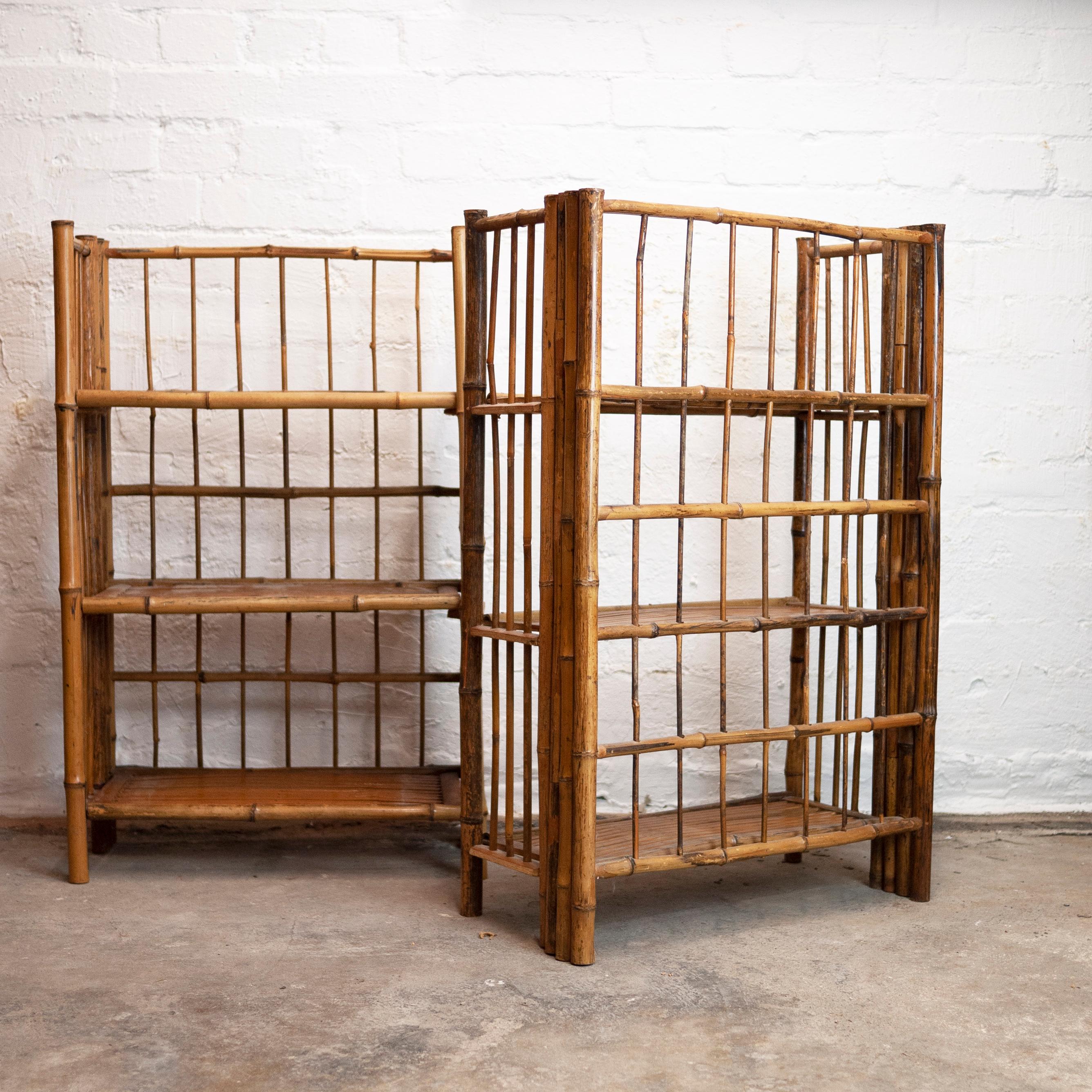 Pair of Bamboo Folding Campaign Shelves, 1930s, Set of 2 For Sale 2