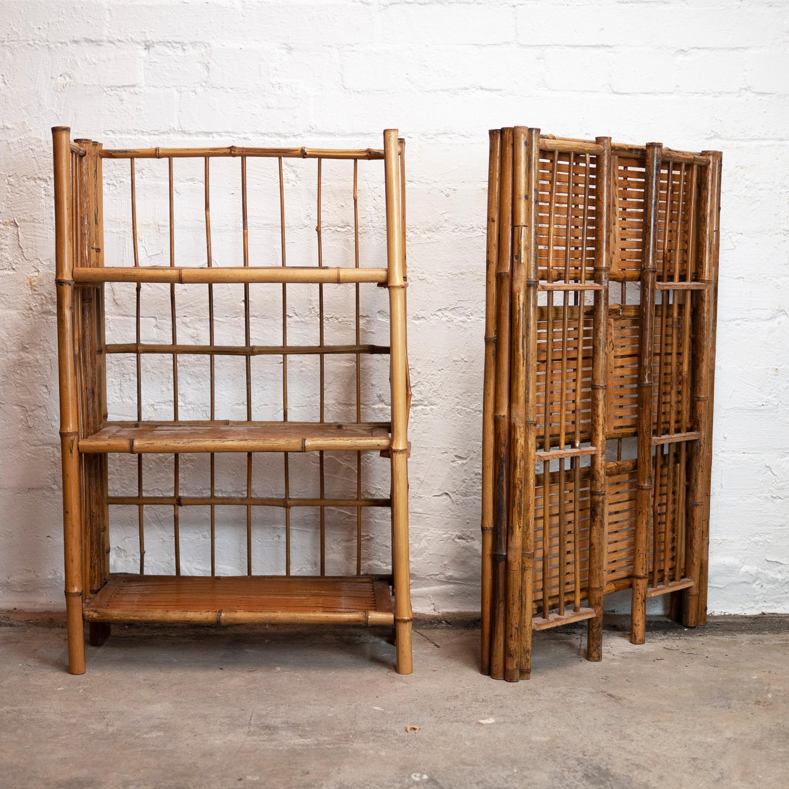 Pair of Bamboo Folding Campaign Shelves, 1930s, Set of 2 For Sale 4