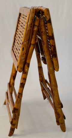 Pair of Bamboo Folding End Tables, Serving or Side Tables
