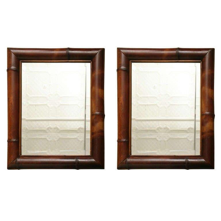 French Pair of Bamboo Framed Mirrors, Yves Saint Laurent and Pierre Berge