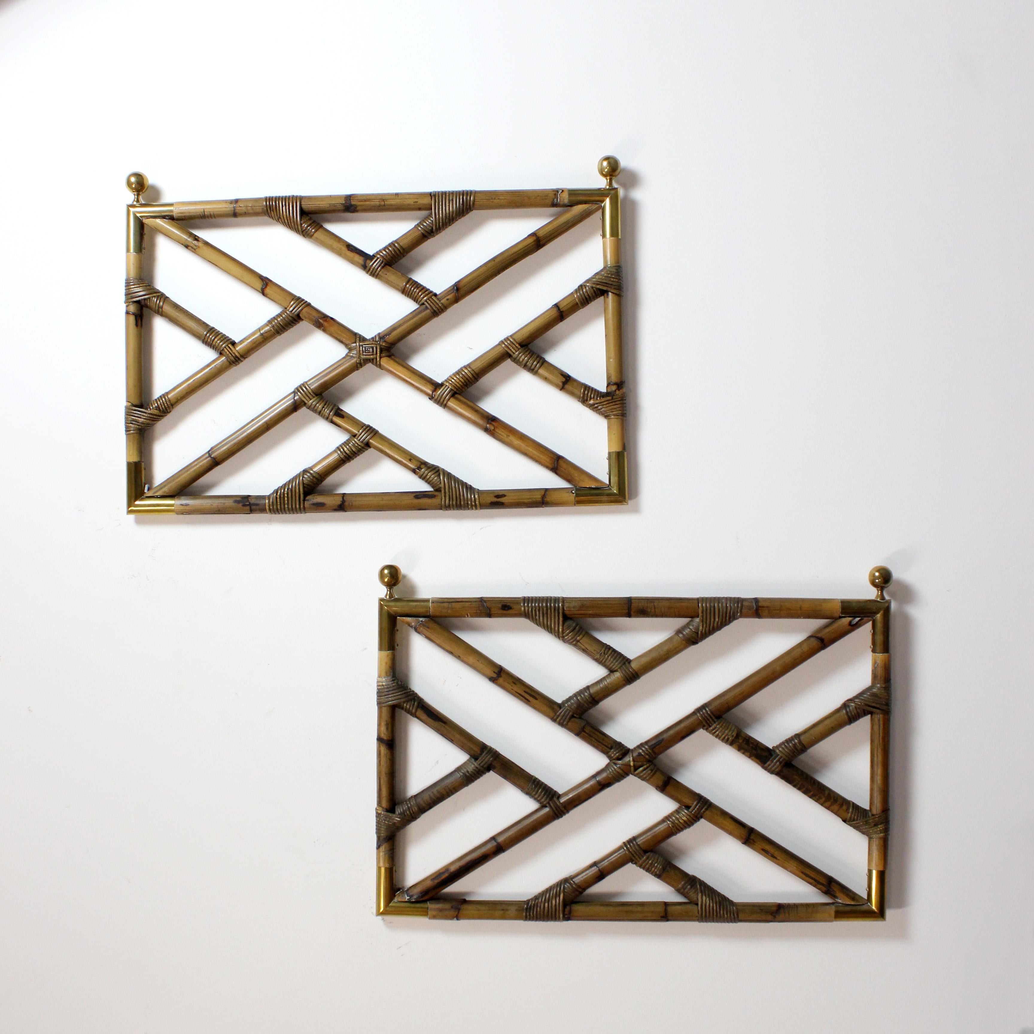 Pair of bamboo headboards with gilt brass fittings - c. 1970 - Spain
Dimensions: 65 x 95 x 4 cm