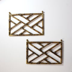 Pair of bamboo headboards with gilt brass fittings - c. 1970 - Spain